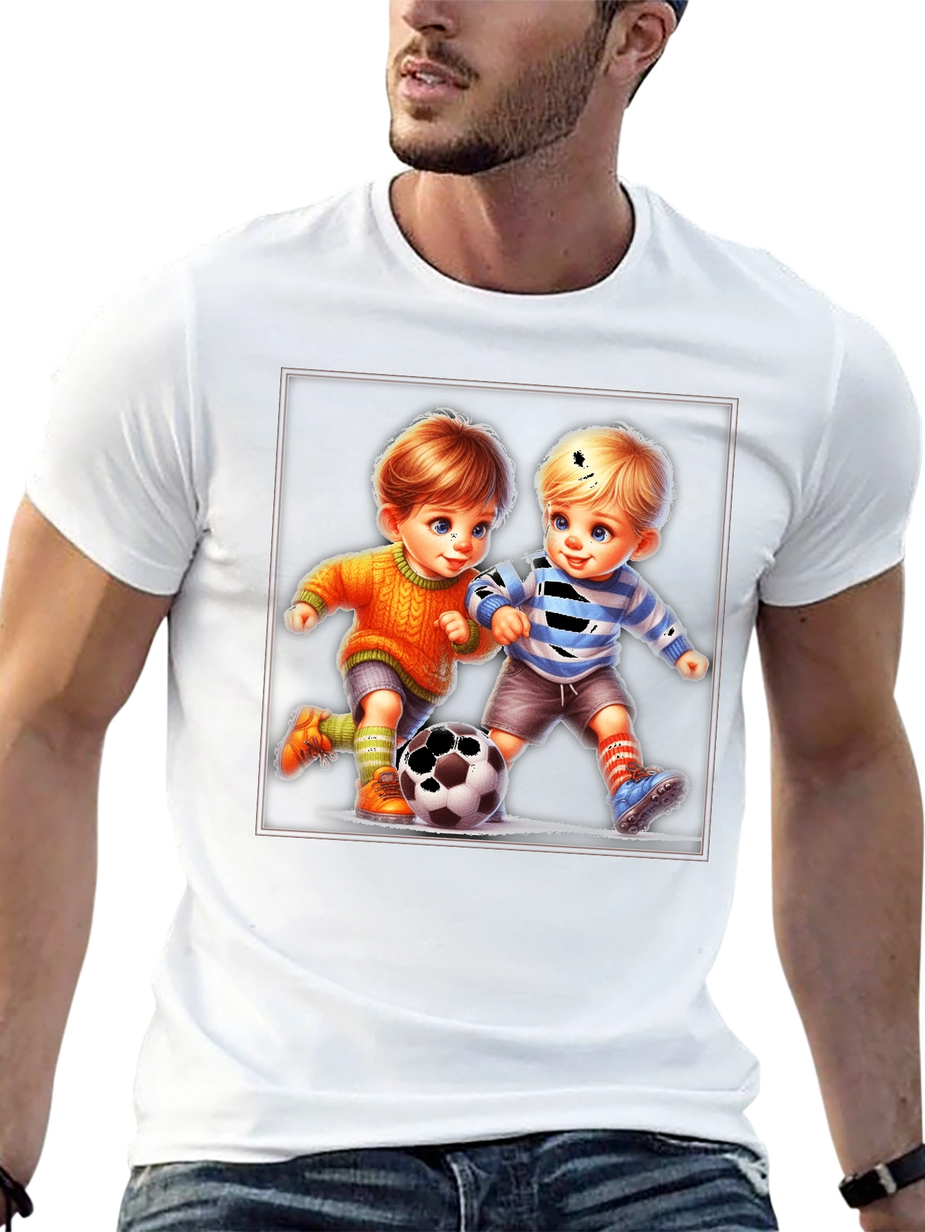 Cute Cartoon Toddlers Soccer T-Shirt