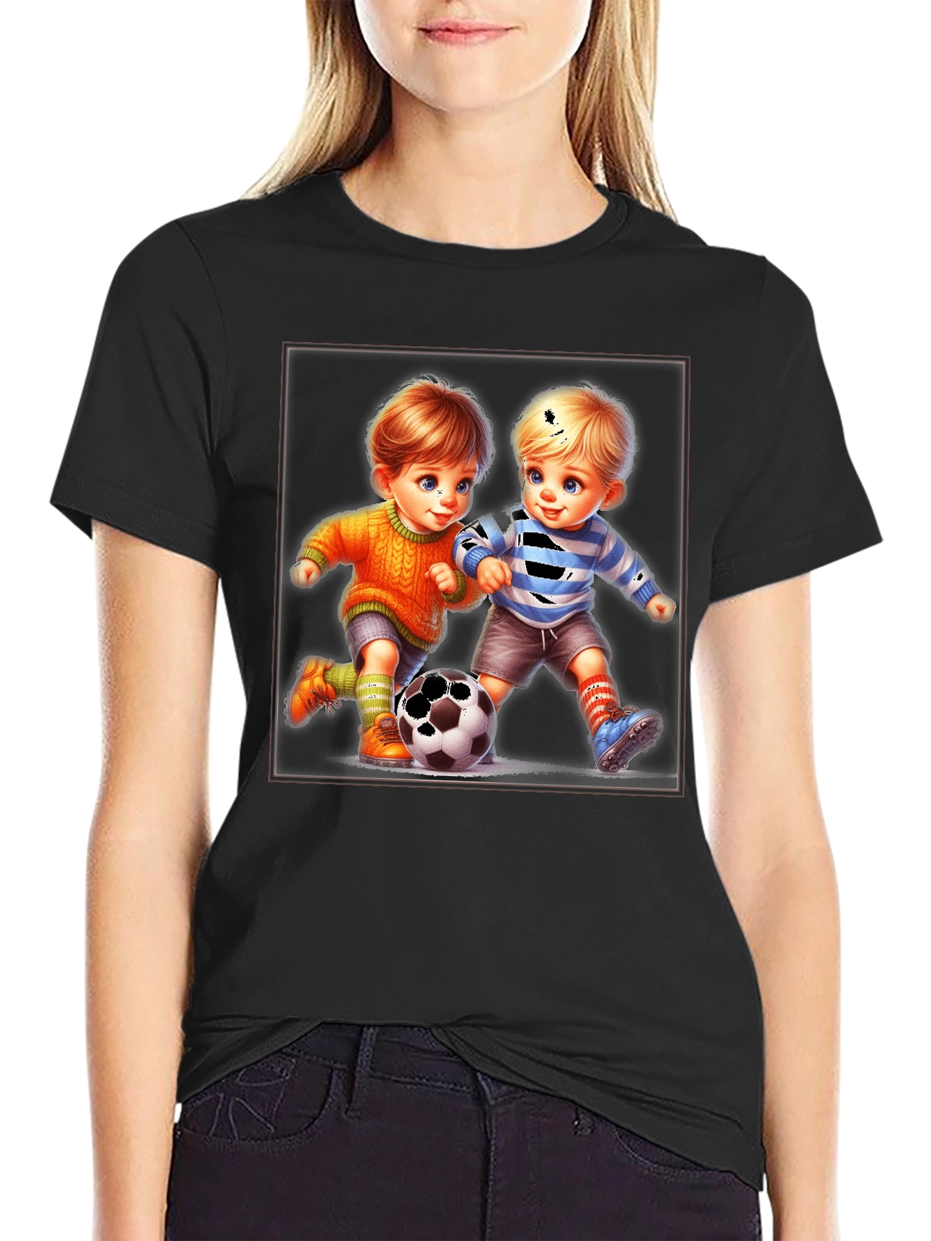 Cute Cartoon Toddlers Soccer T-Shirt