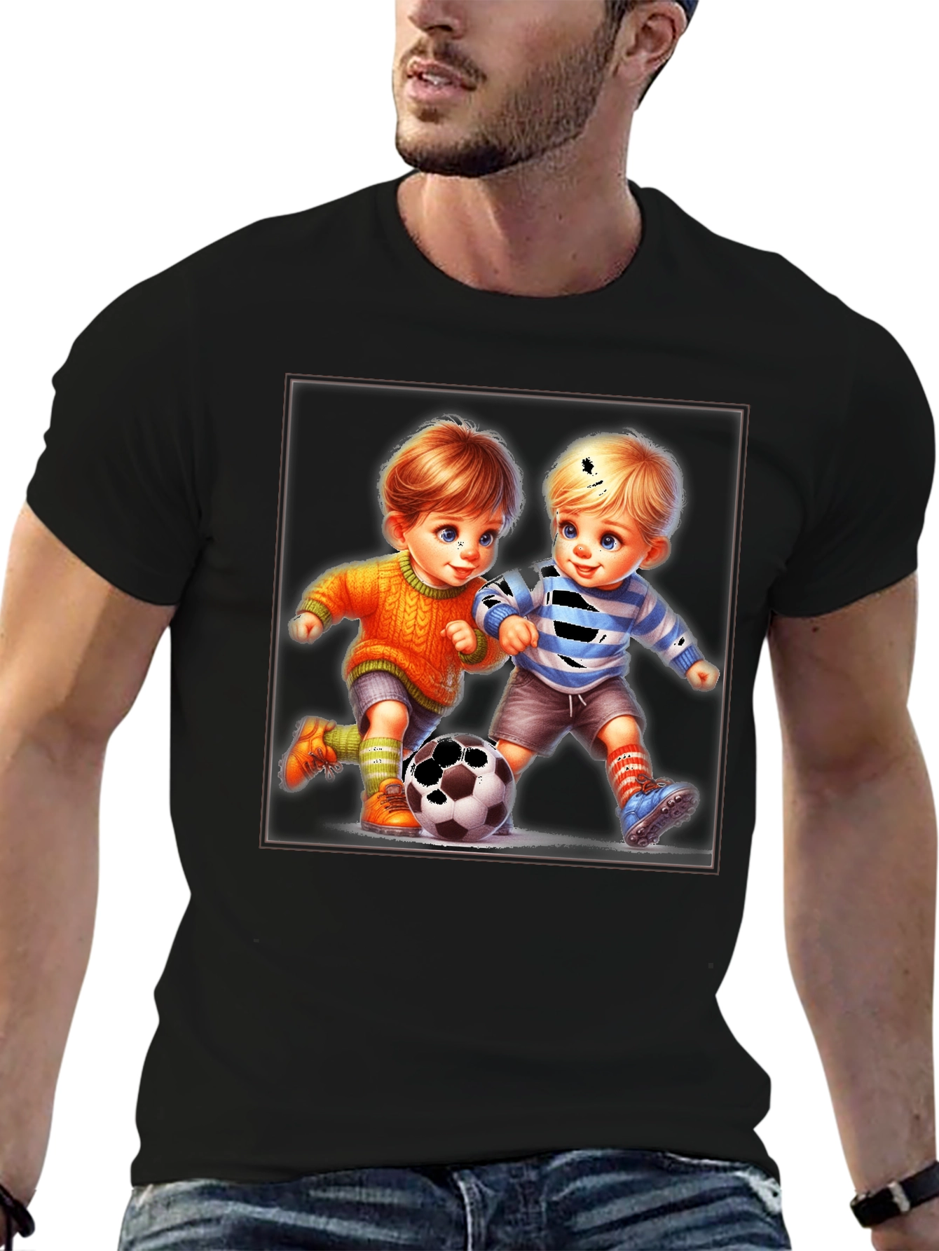 Cute Cartoon Toddlers Soccer T-Shirt