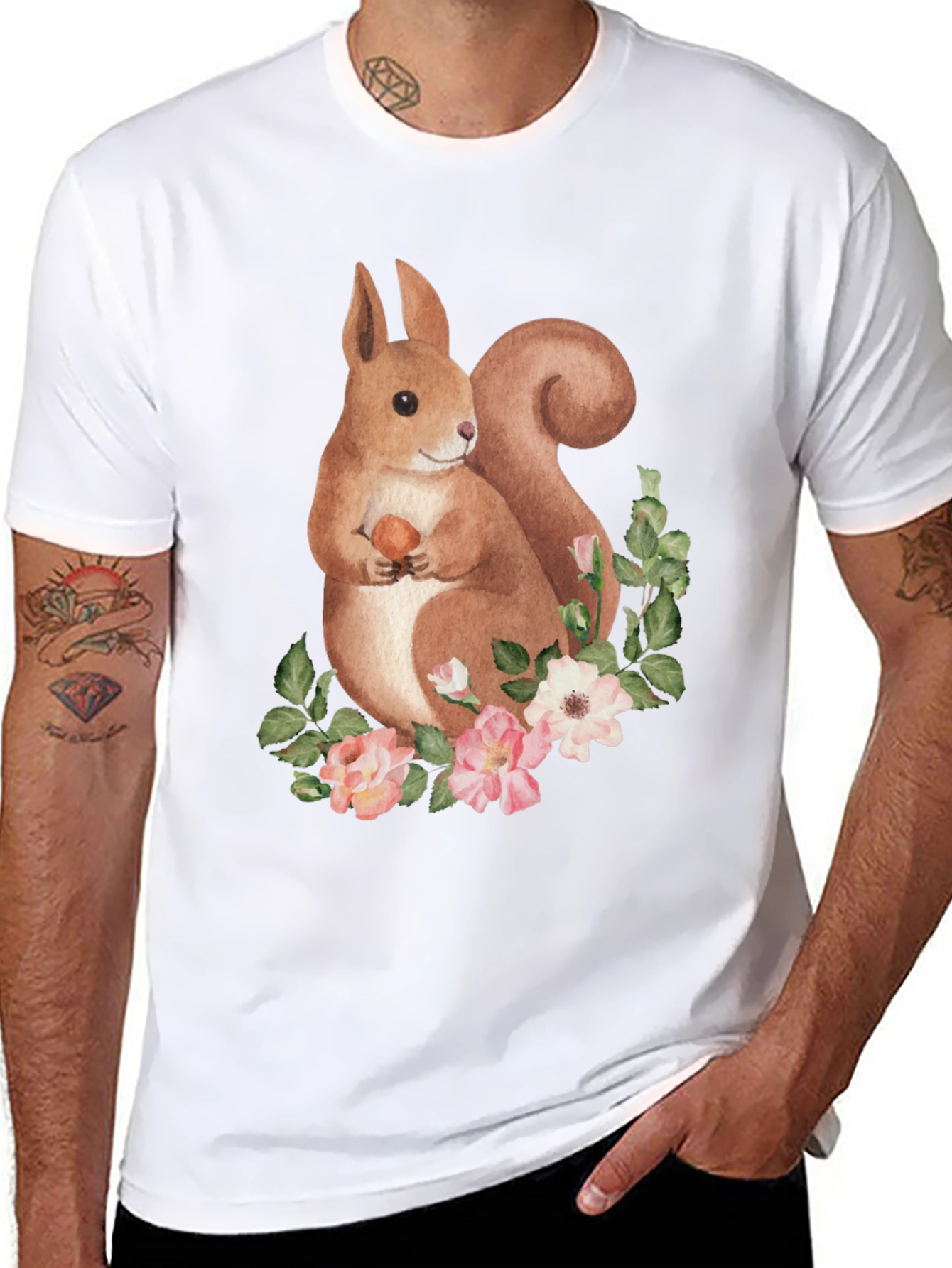 Squirrel Floral Graphic Tee