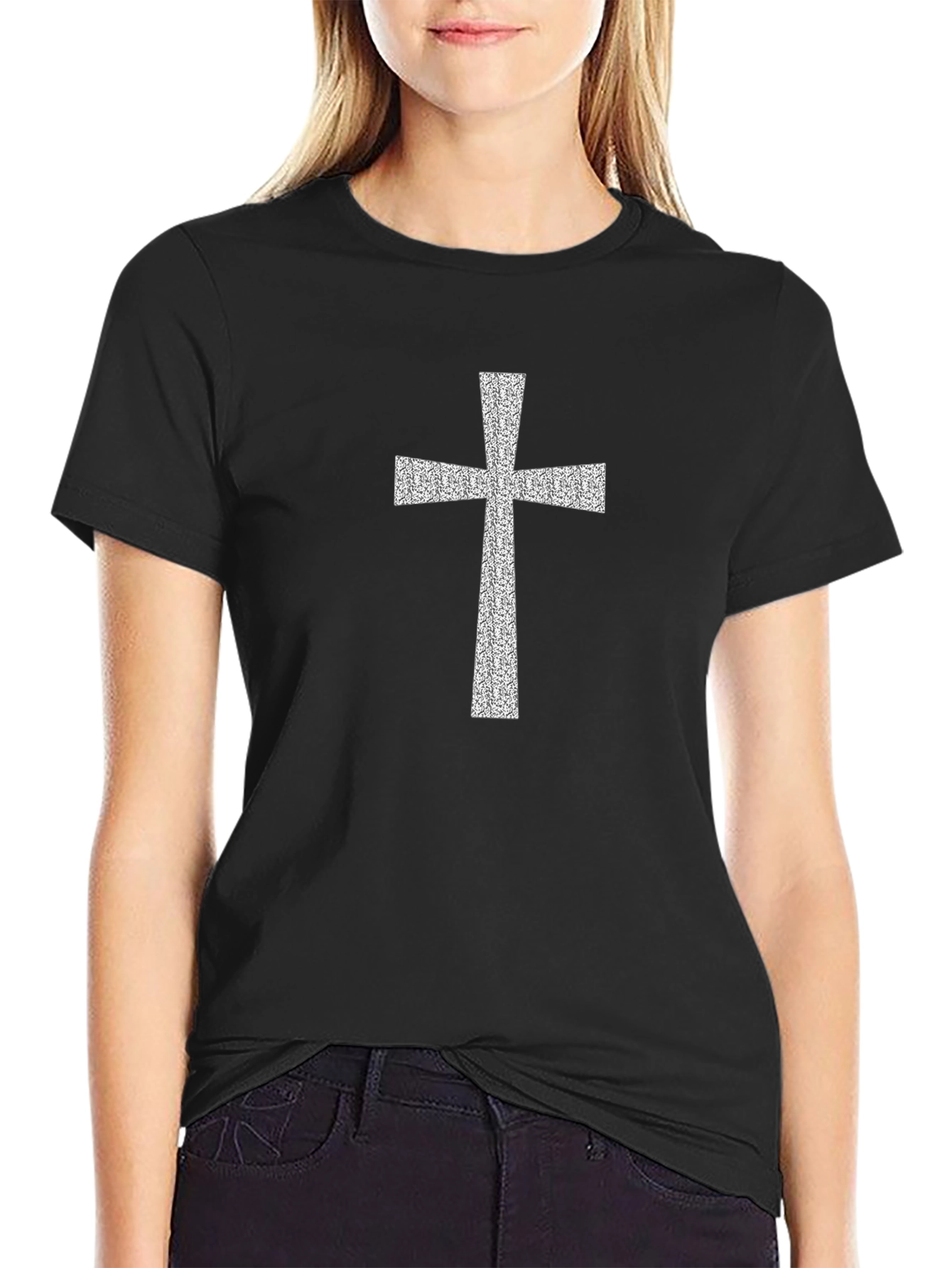 Mens Black Christian Cross T-Shirt