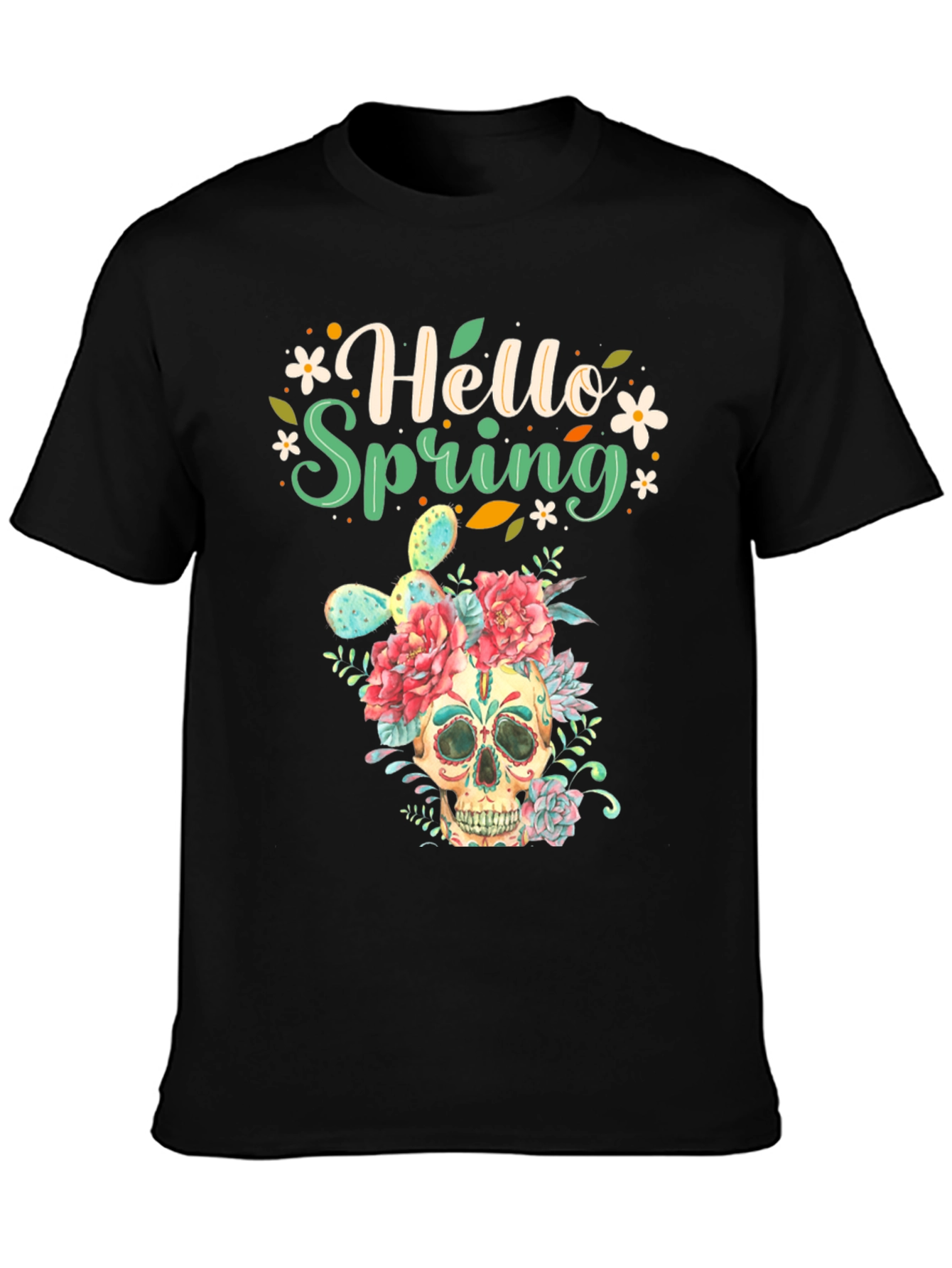 Floral Skull Hello Spring Graphic Tee