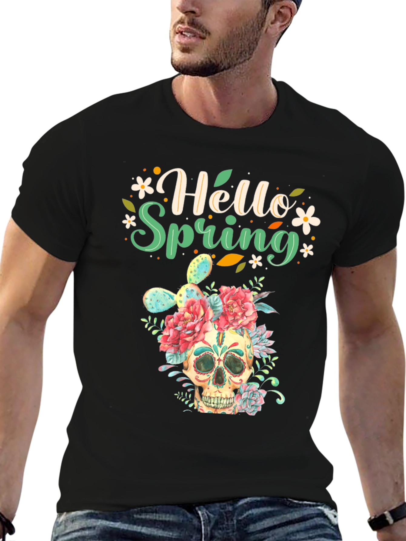 Floral Skull Hello Spring Graphic Tee