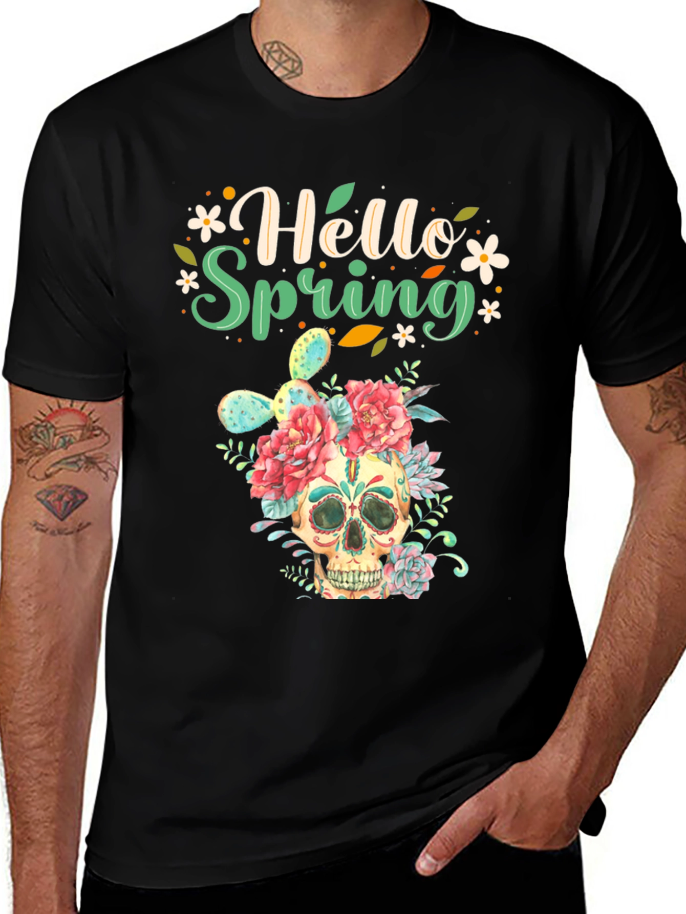 Floral Skull Hello Spring Graphic Tee