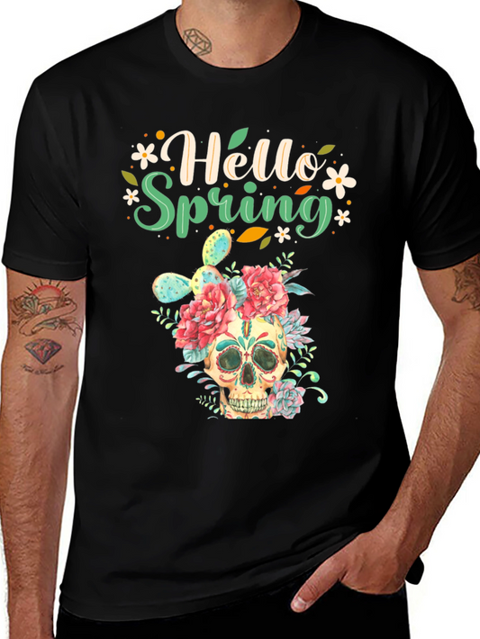 Floral Skull Hello Spring Graphic Tee