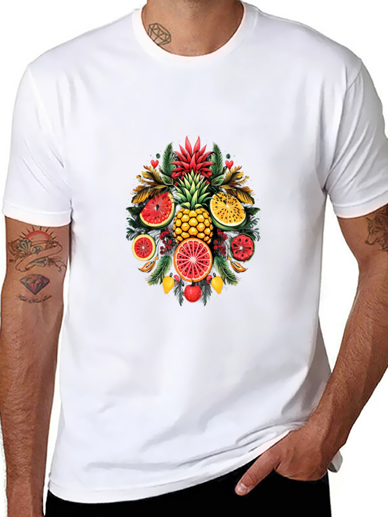 Tropical Fruit Medley Graphic T-Shirt - Summer Style