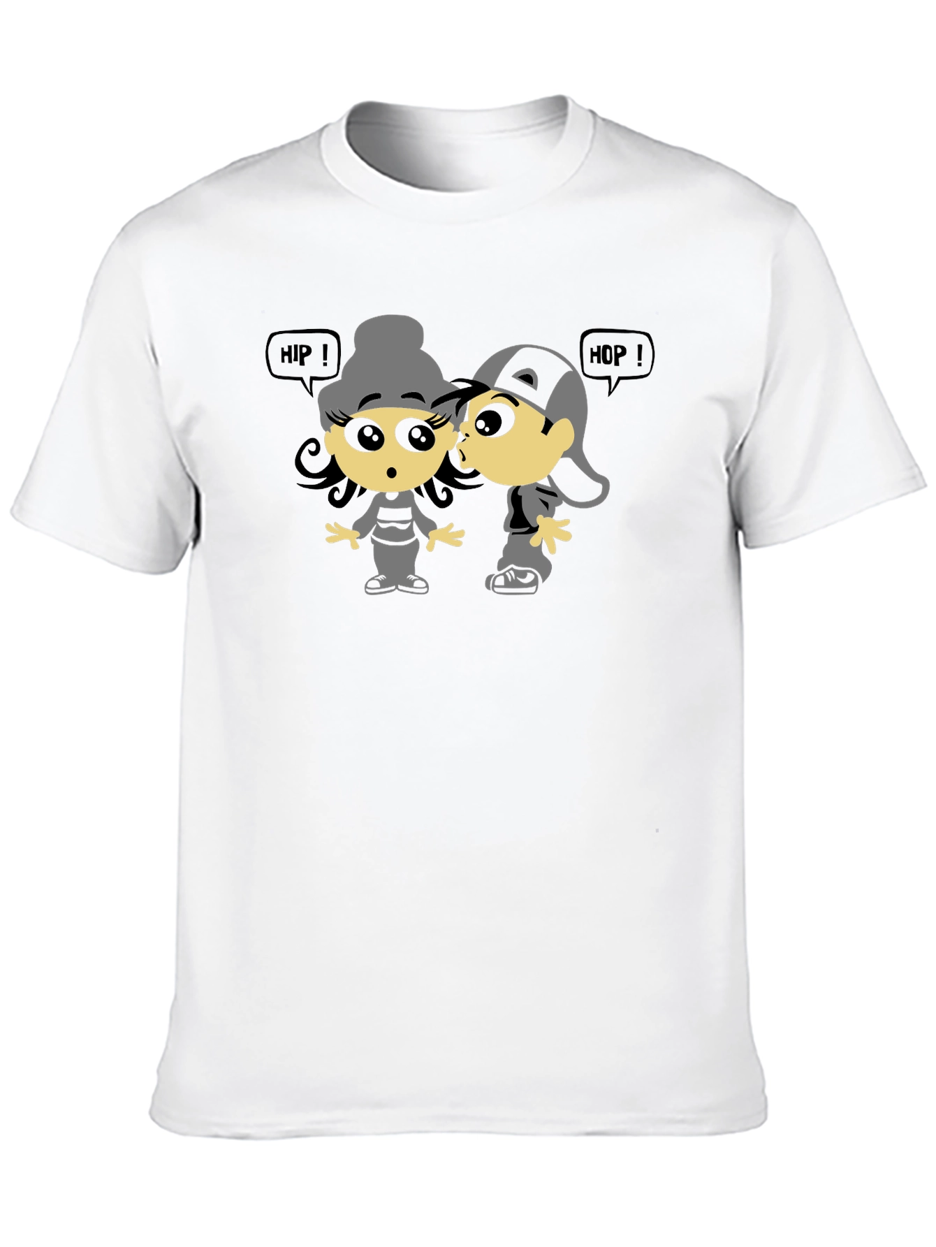 Hip Hop Cartoon Graphic Black T-Shirt