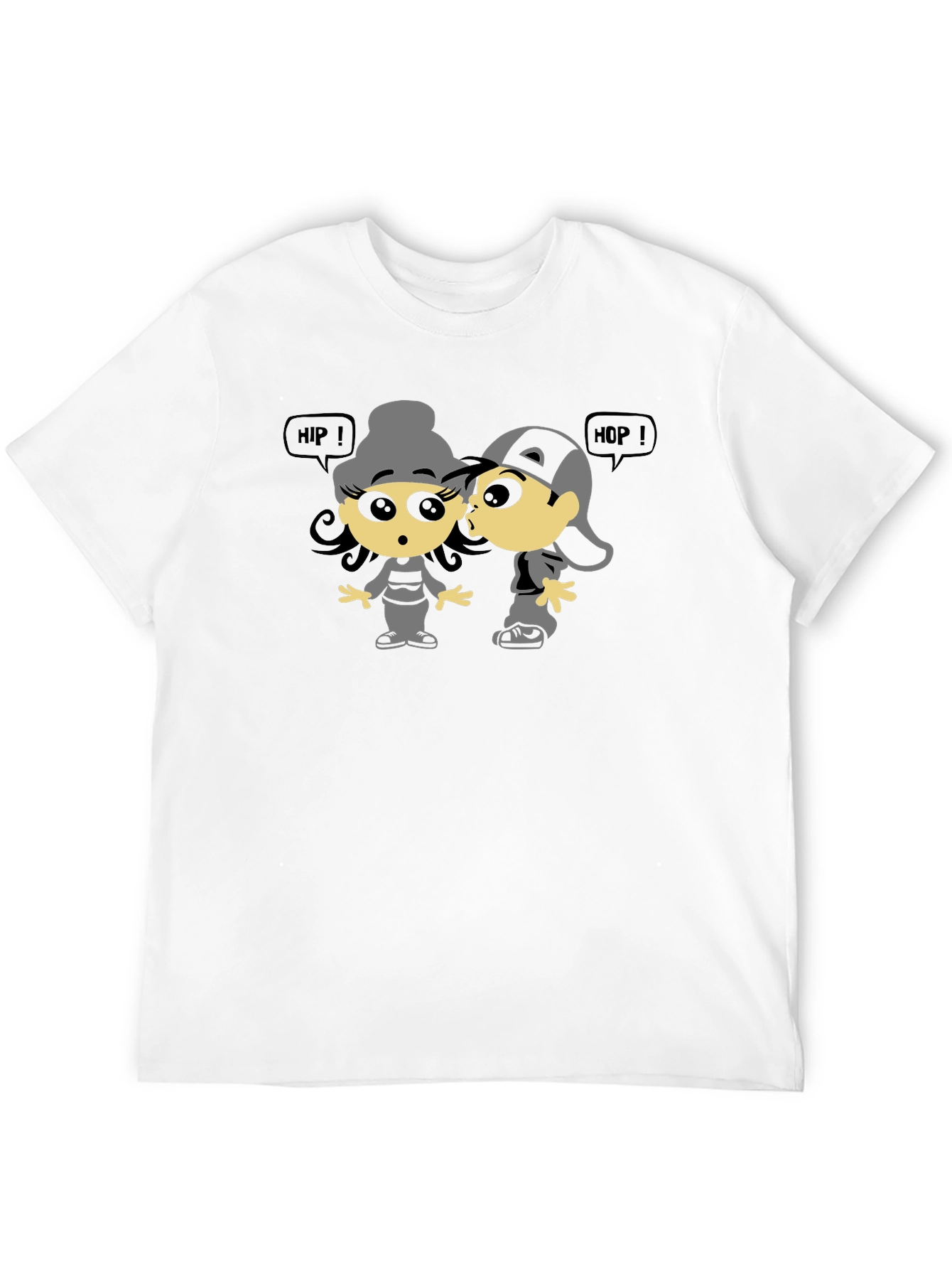 Hip Hop Cartoon Graphic Black T-Shirt