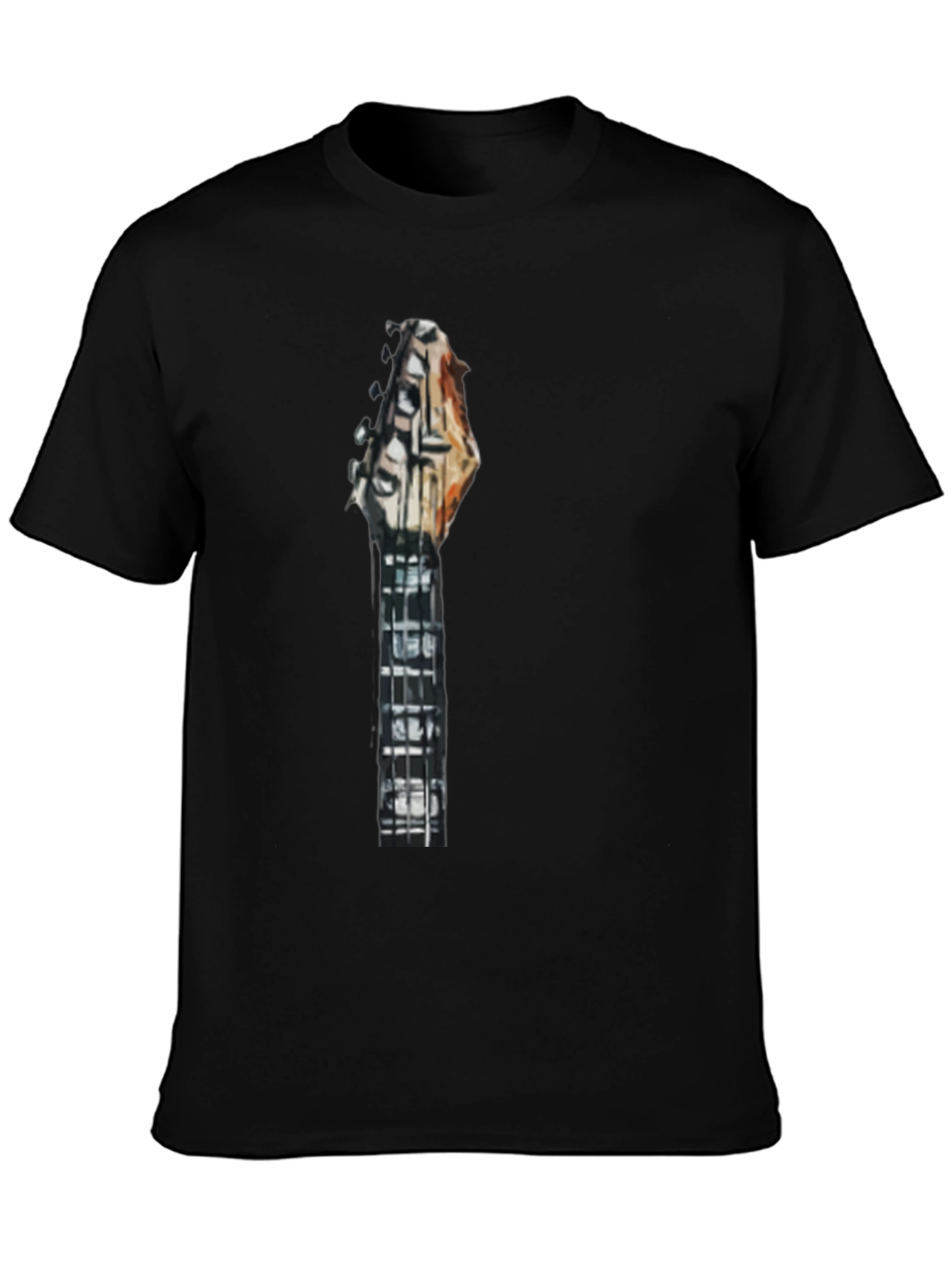 Guitar Neck Graphic Tee - Modern Black T-Shirt