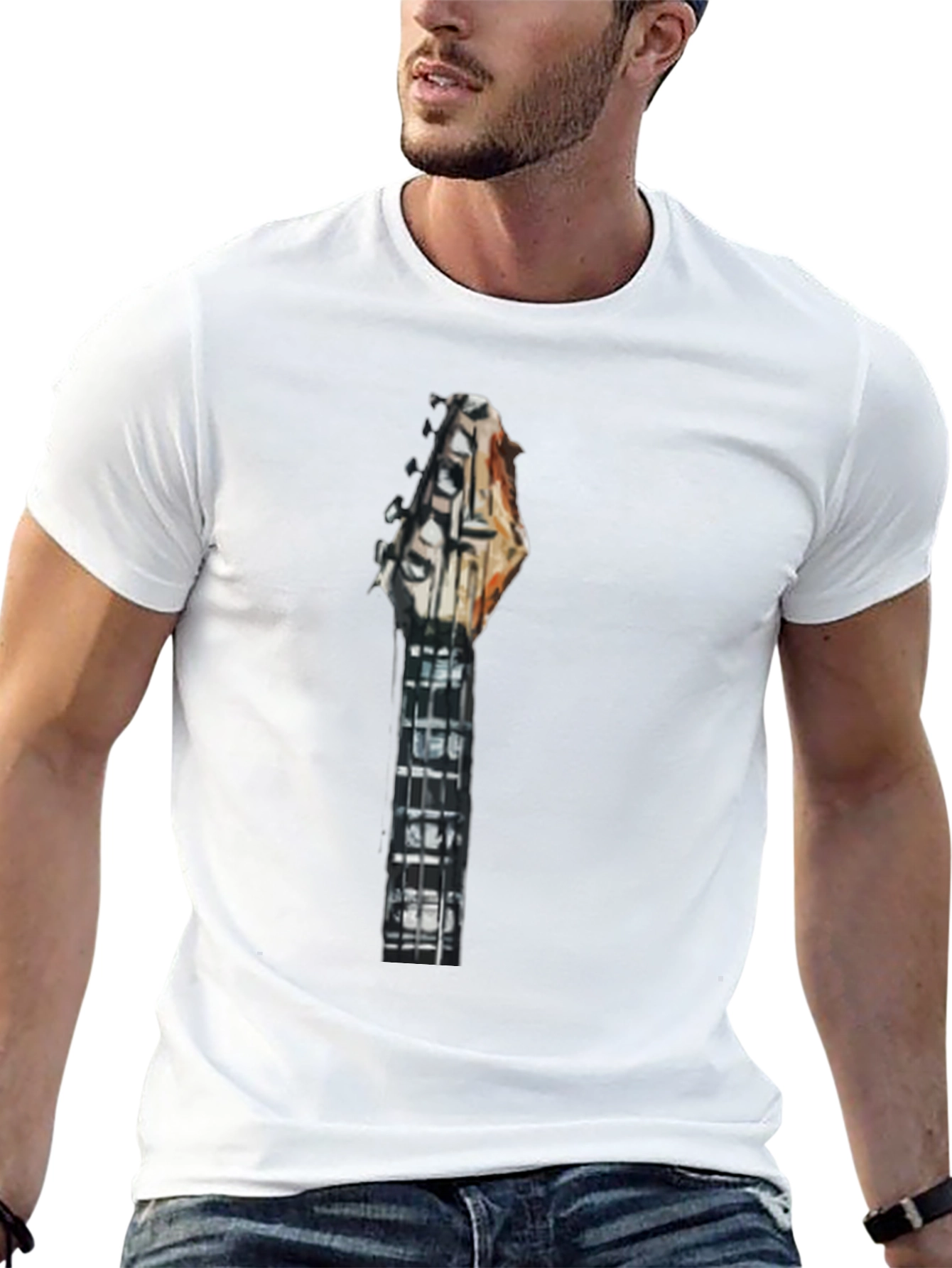 Guitar Neck Graphic Tee - Modern Black T-Shirt