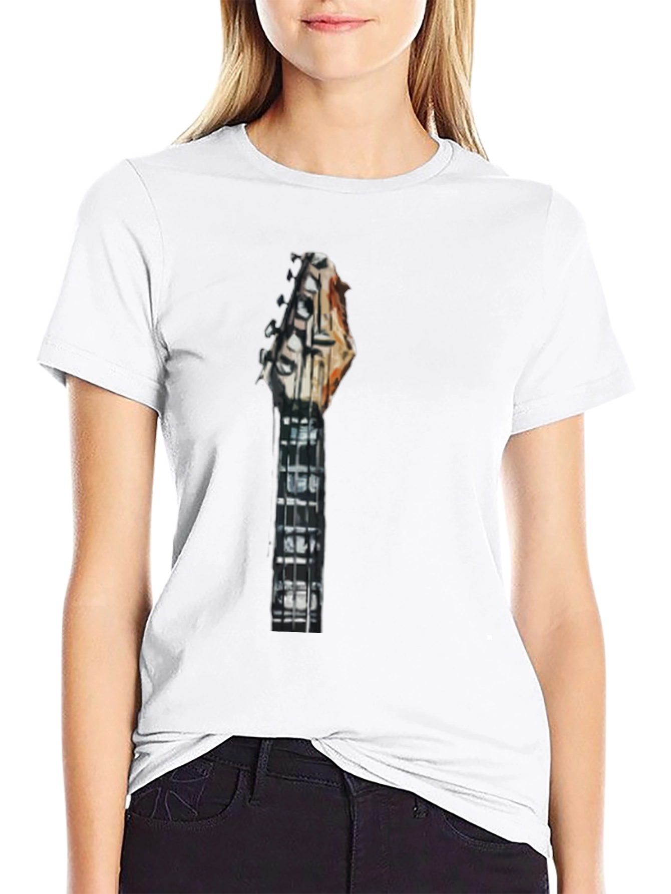 Guitar Neck Graphic Tee - Modern Black T-Shirt