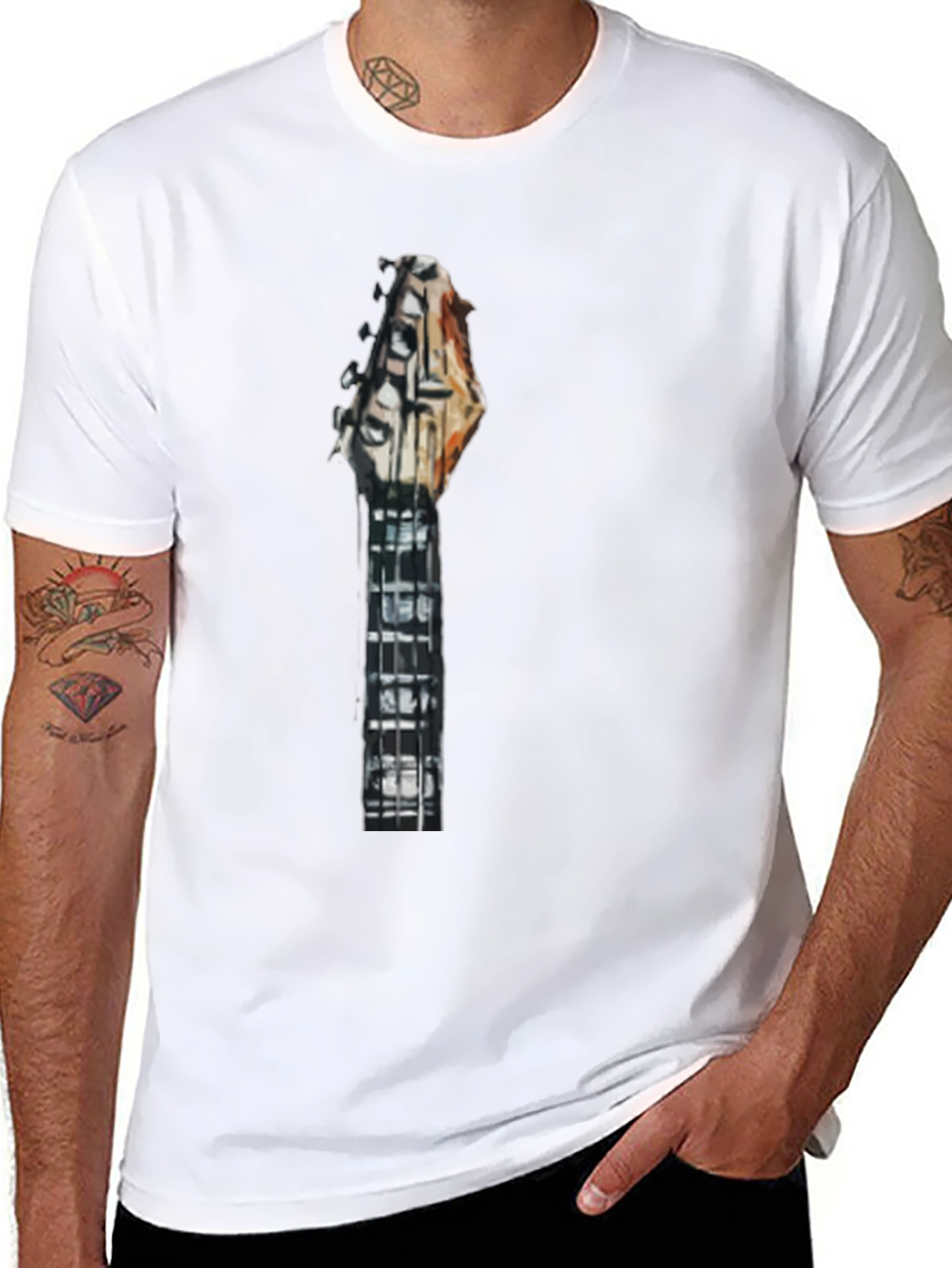 Guitar Neck Graphic Tee - Modern Black T-Shirt