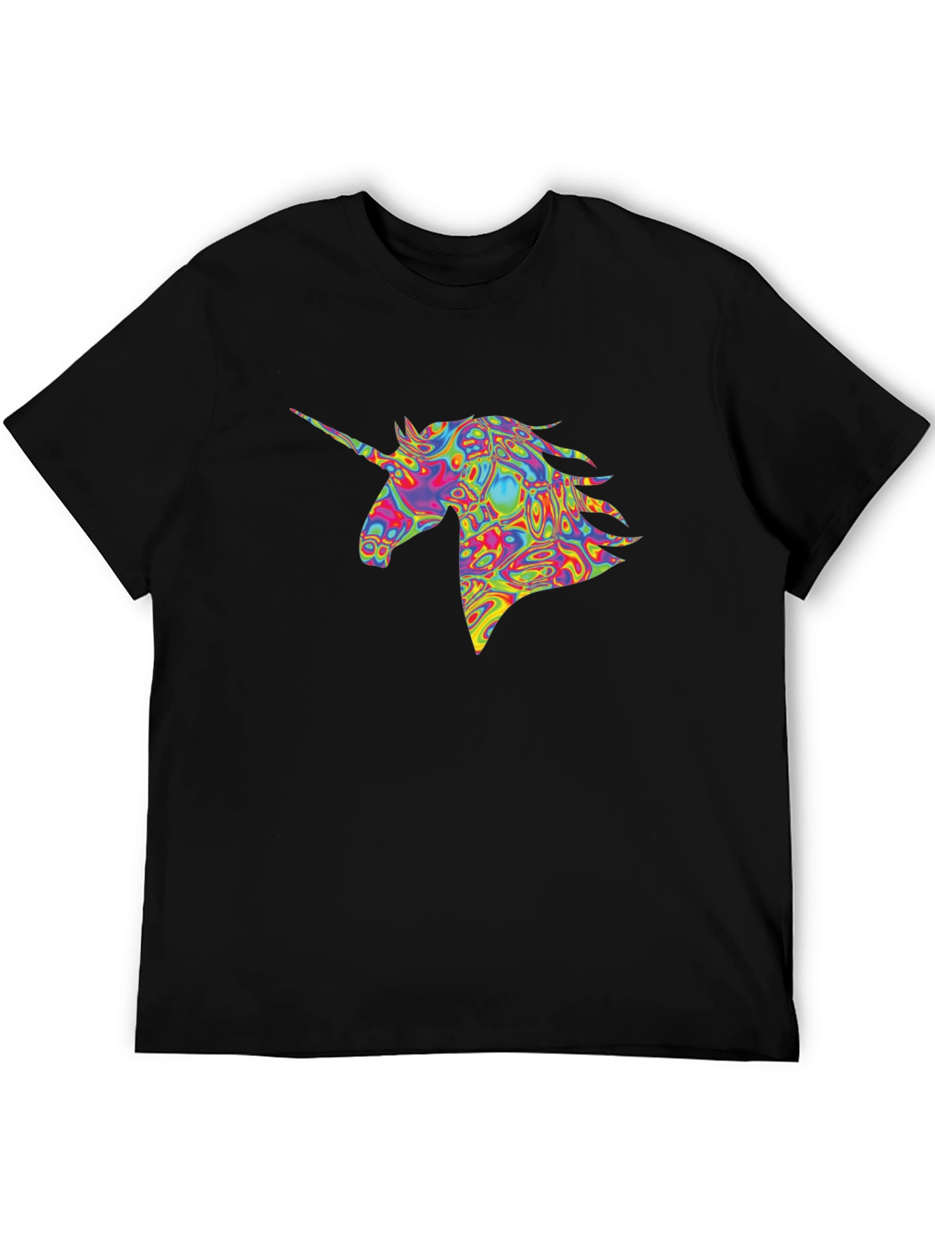 Psychedelic Unicorn Graphic Tee - Black