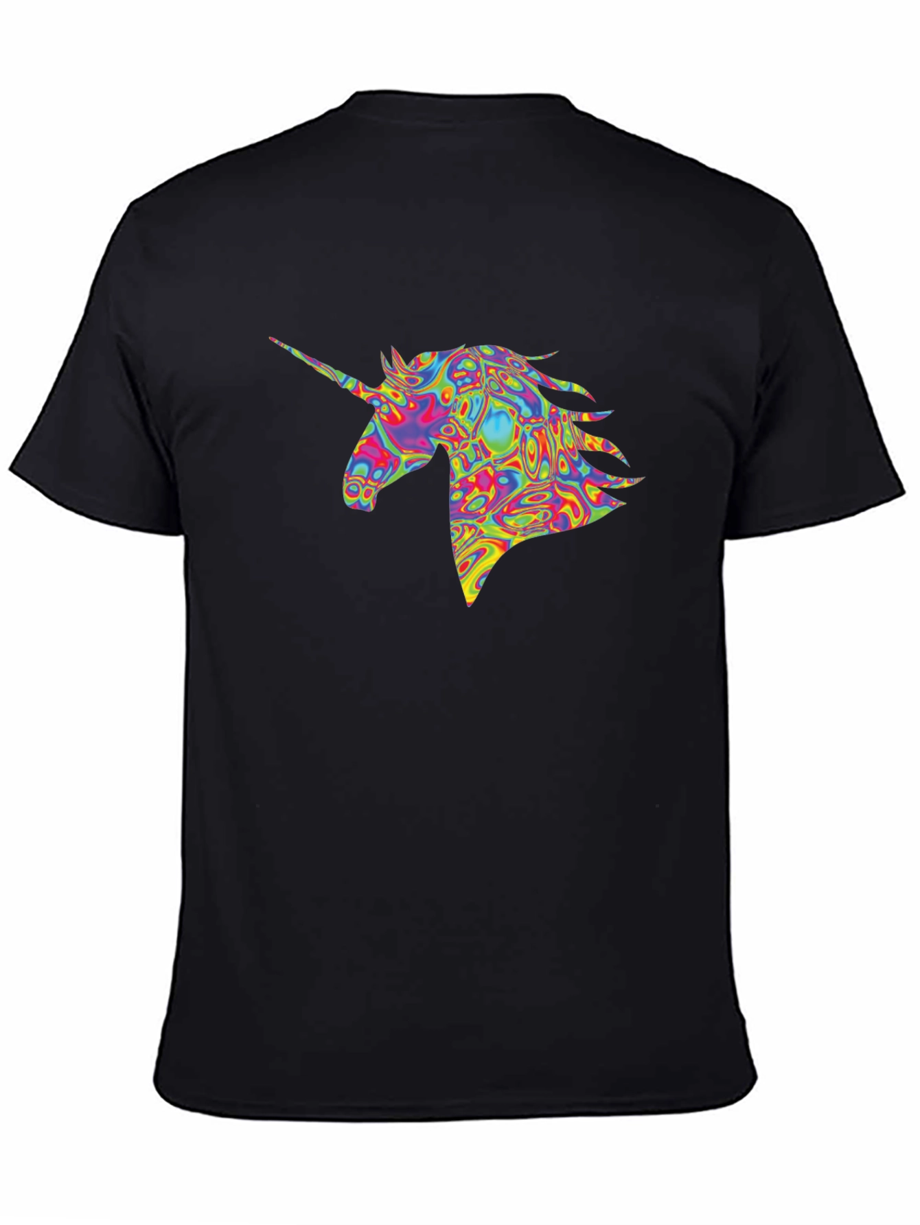 Psychedelic Unicorn Graphic Tee - Black
