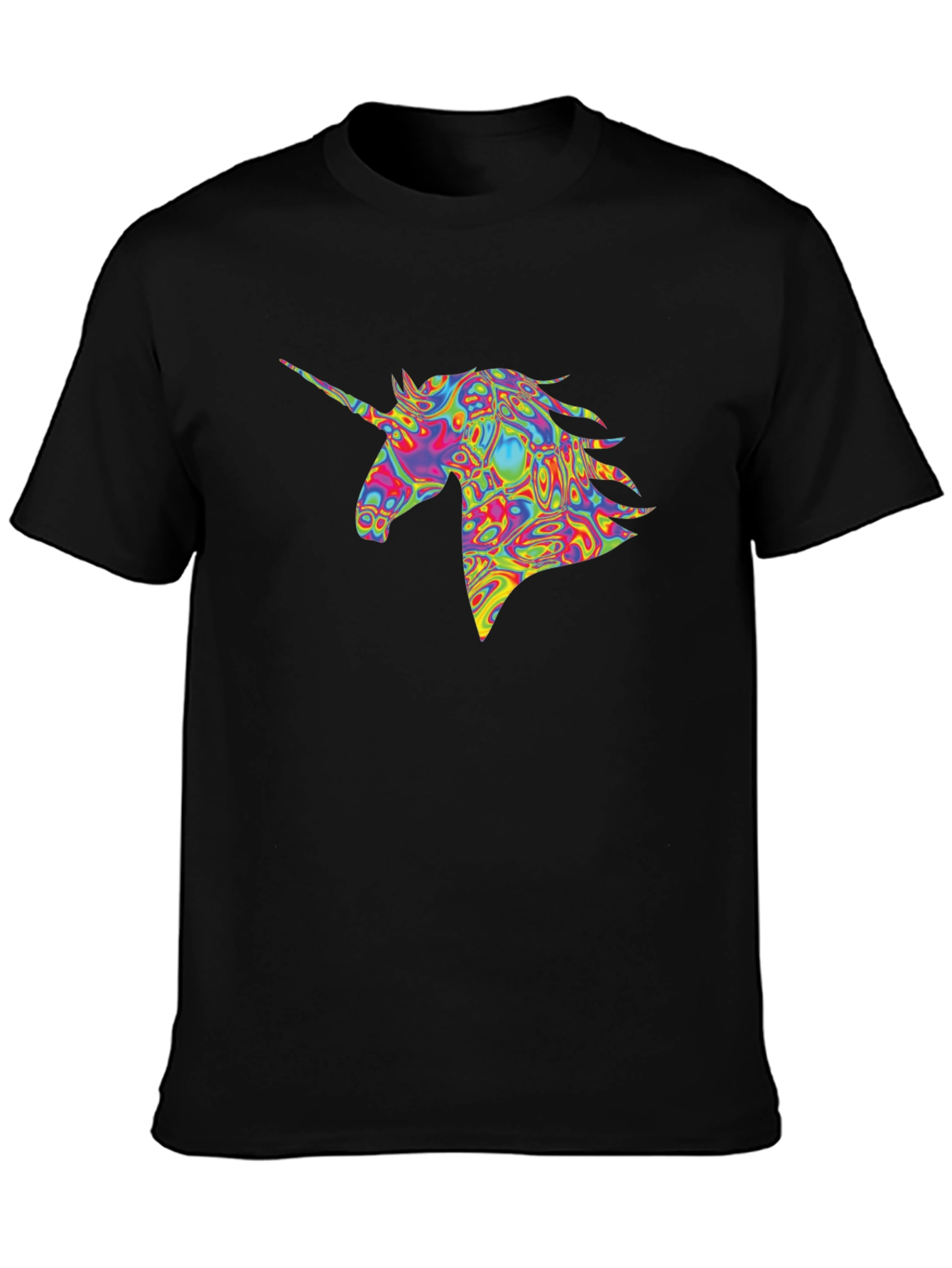 Psychedelic Unicorn Graphic Tee - Black