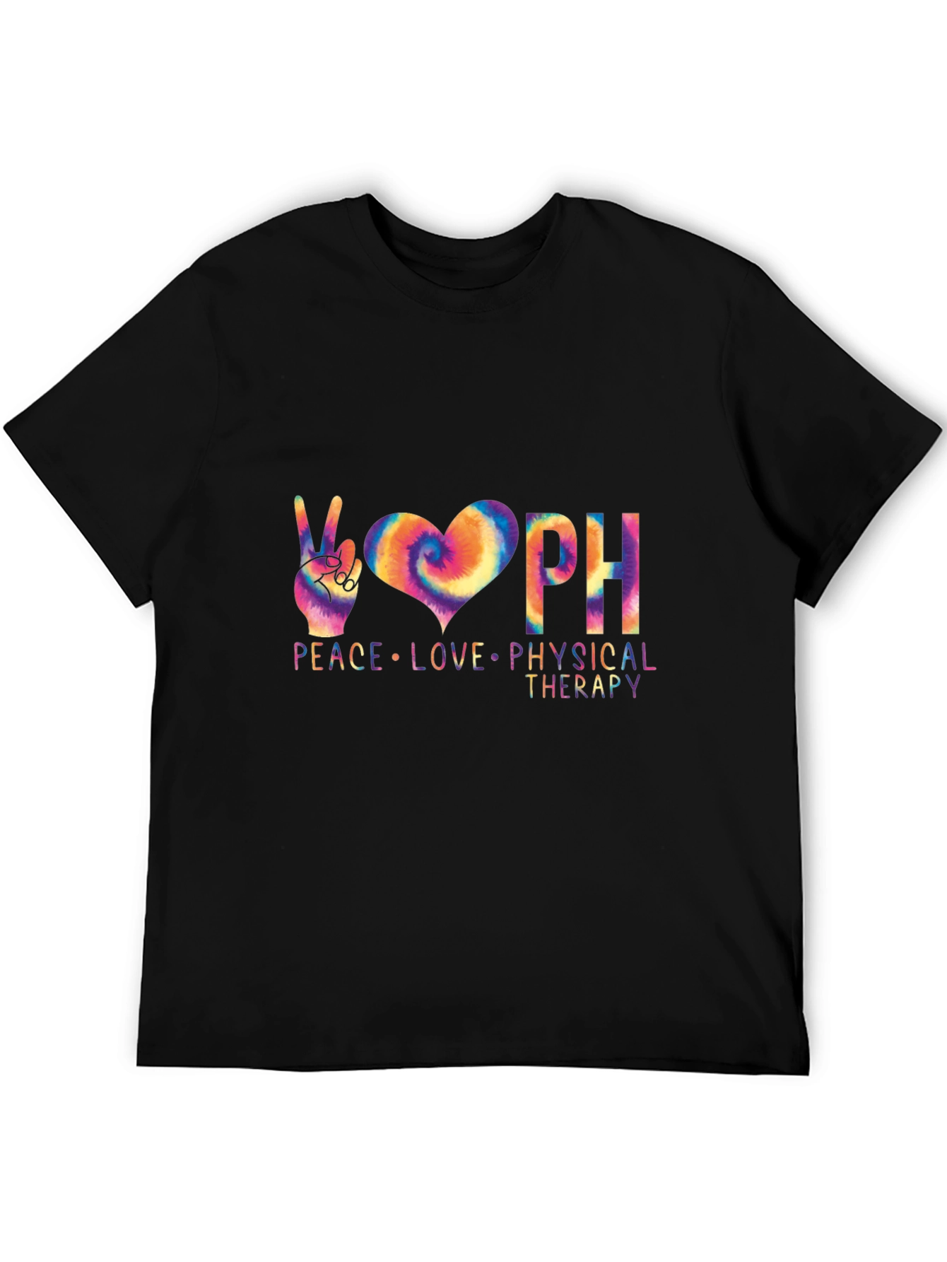 Peace Love Physical Therapy Black T-Shirt