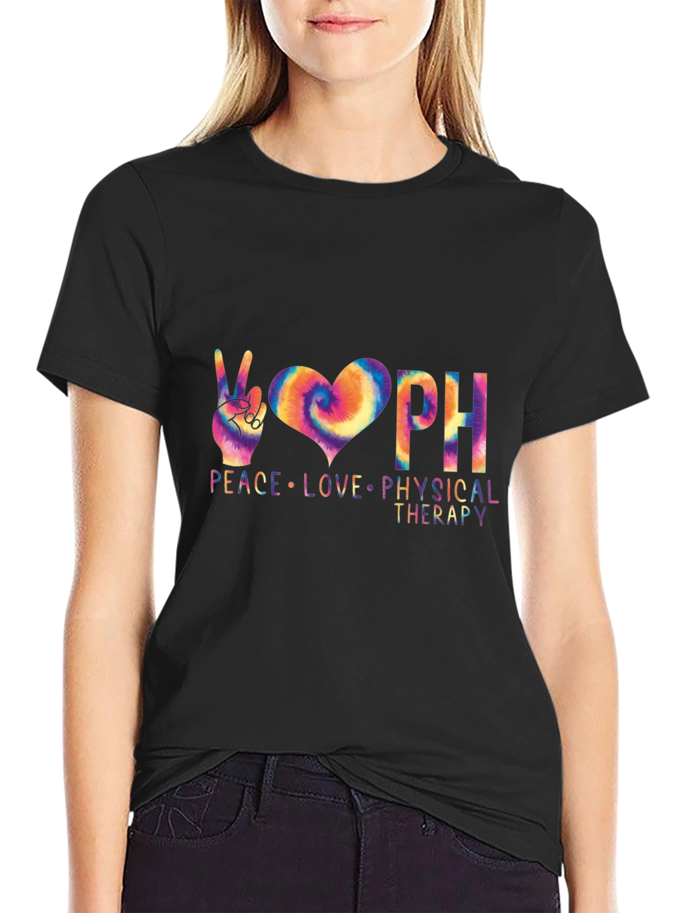 Peace Love Physical Therapy Black T-Shirt