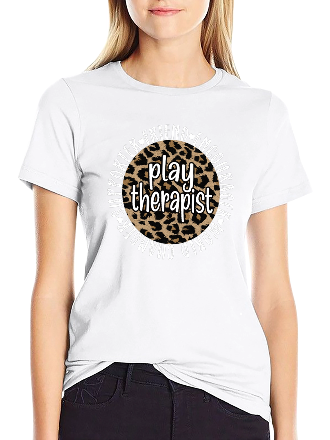Play Therapist Leopard Print Graphic Tee