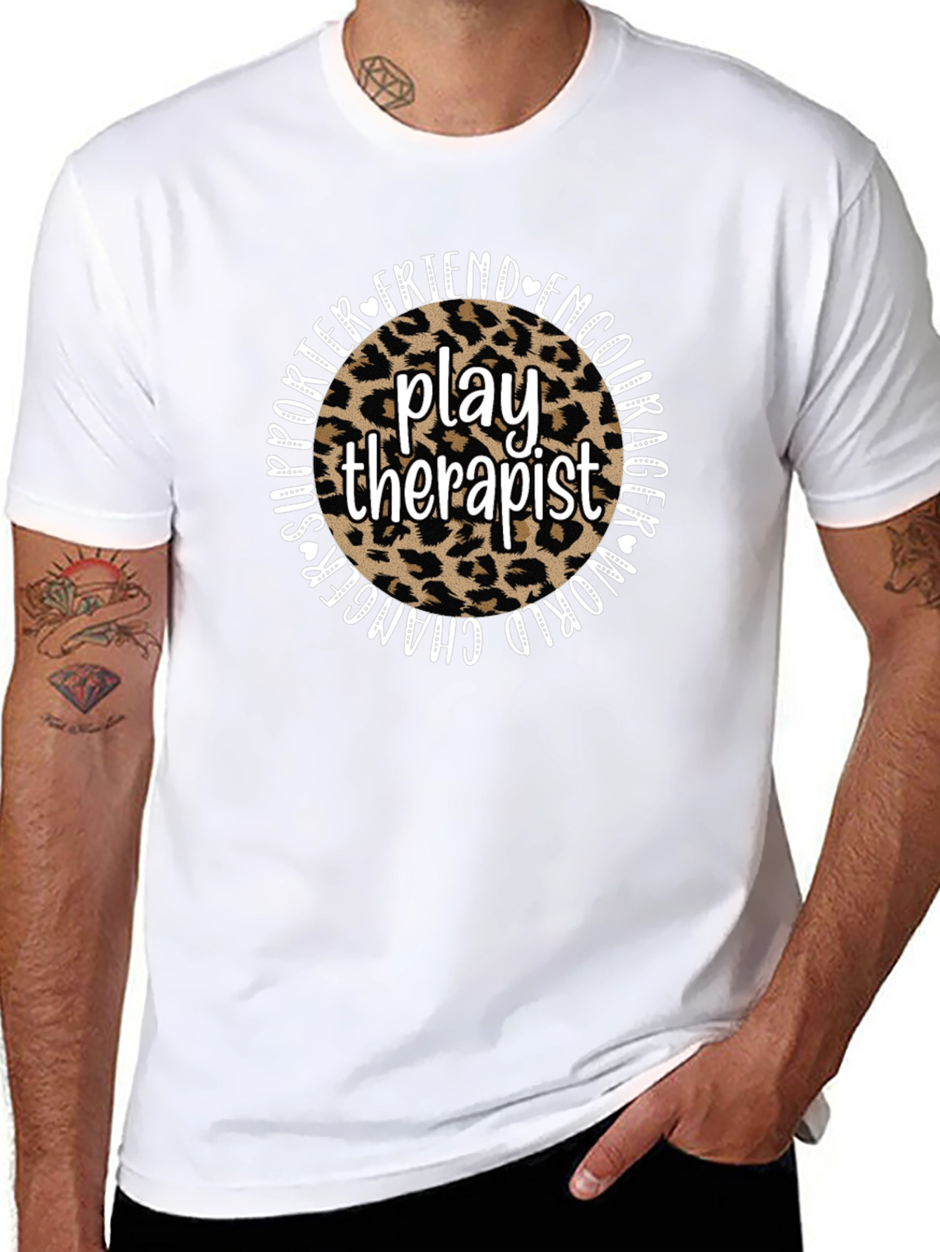 Play Therapist Leopard Print Graphic Tee