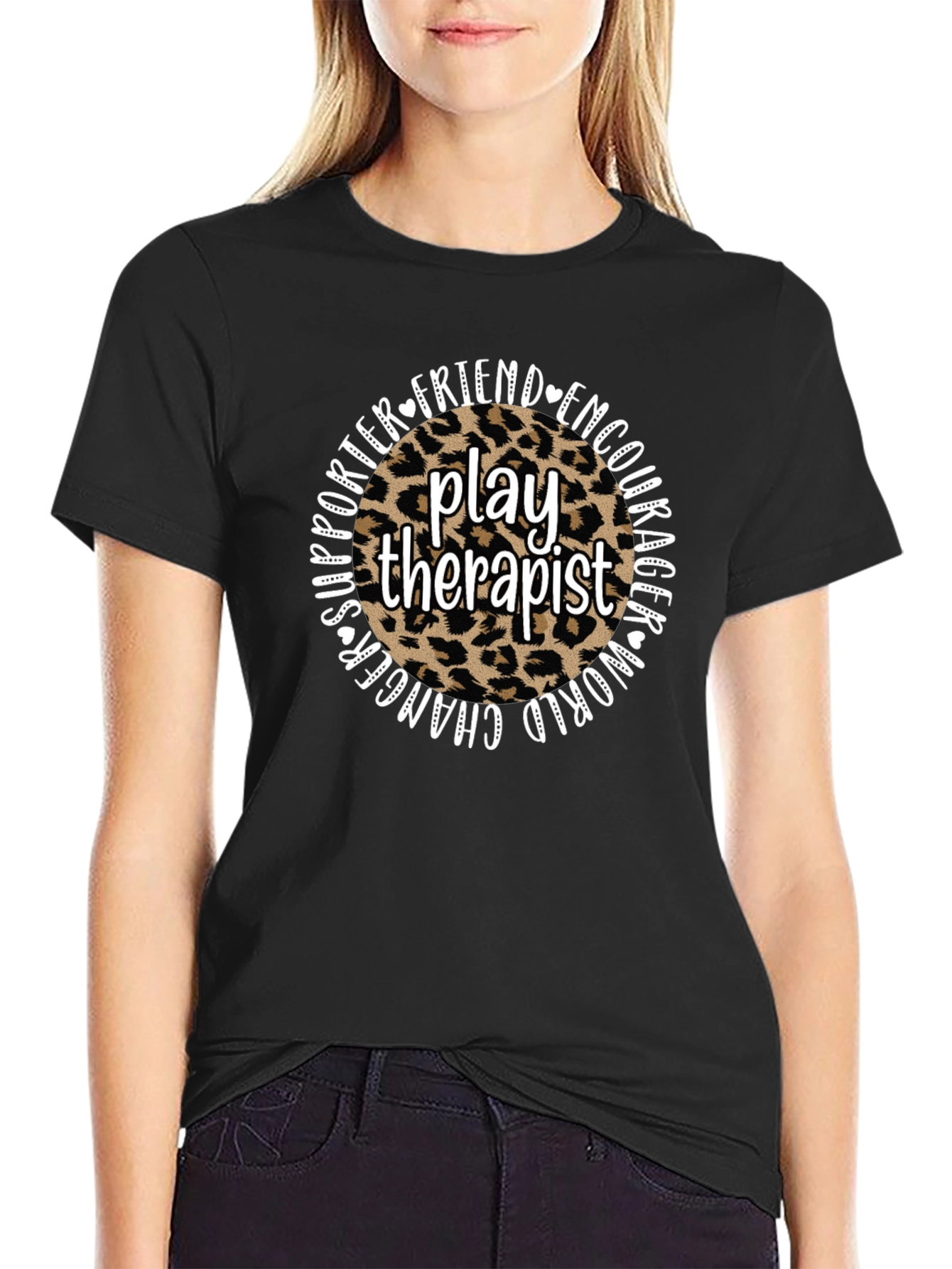 Play Therapist Leopard Print Graphic Tee