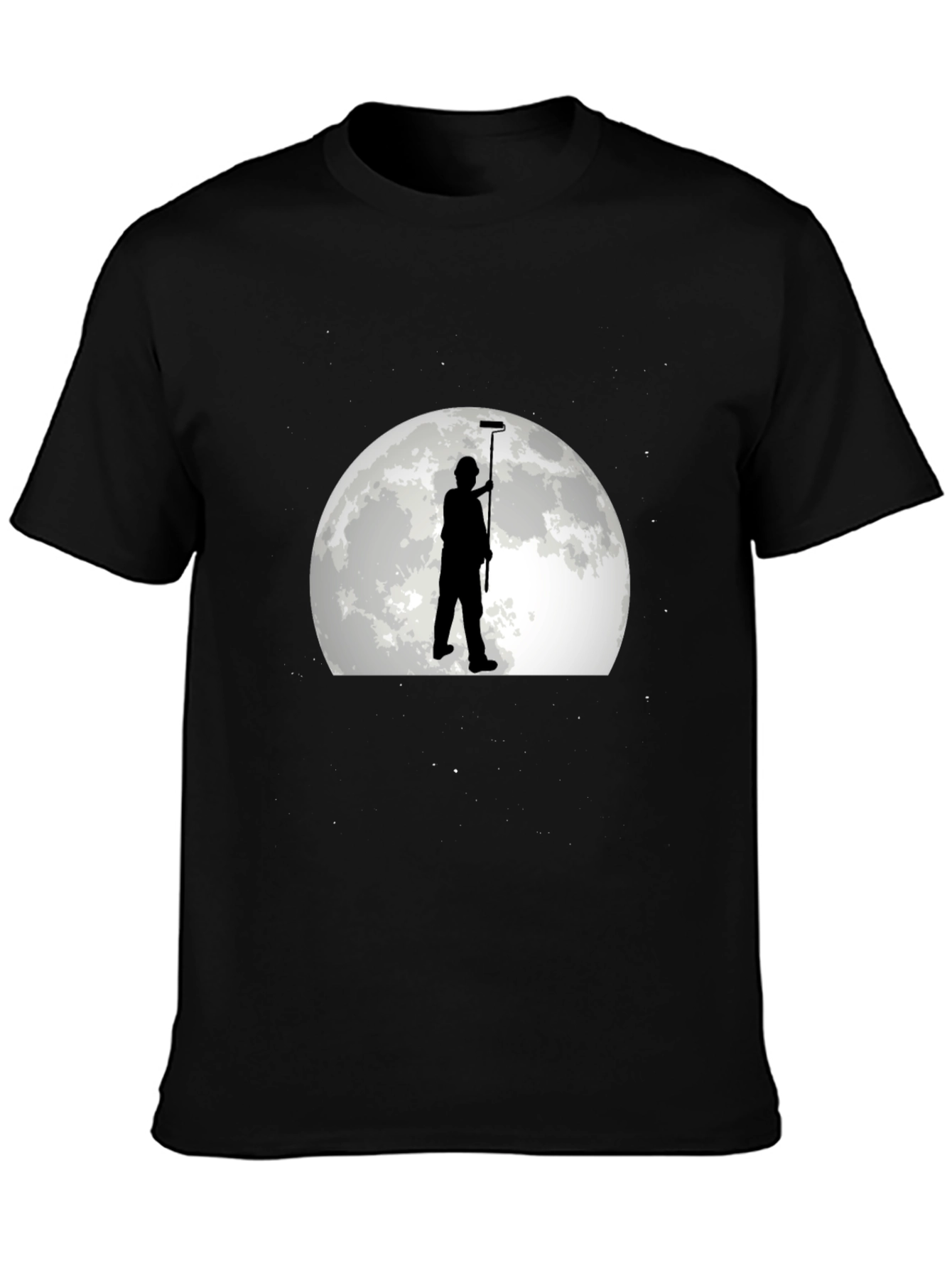 Painter Silhouette Moon Graphic T-Shirt