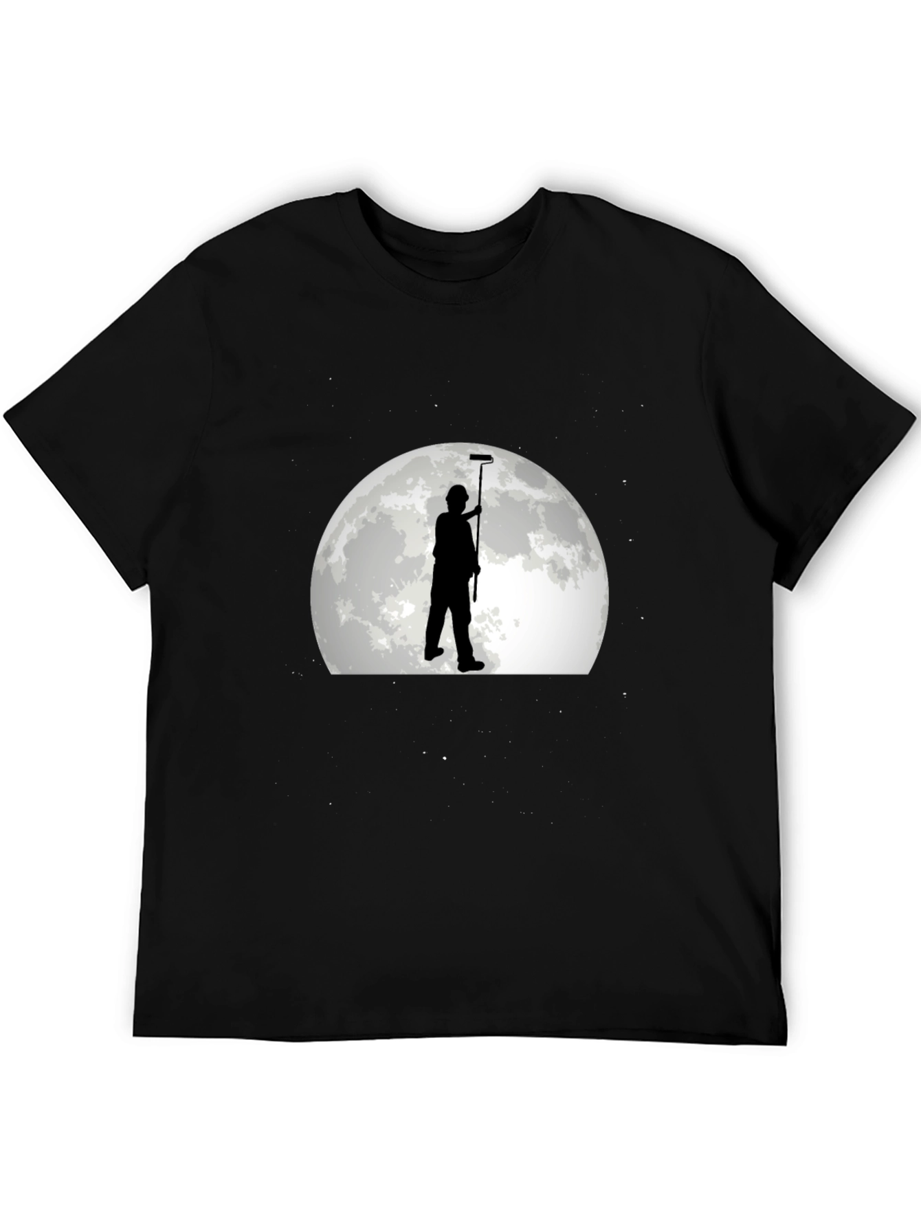 Painter Silhouette Moon Graphic T-Shirt