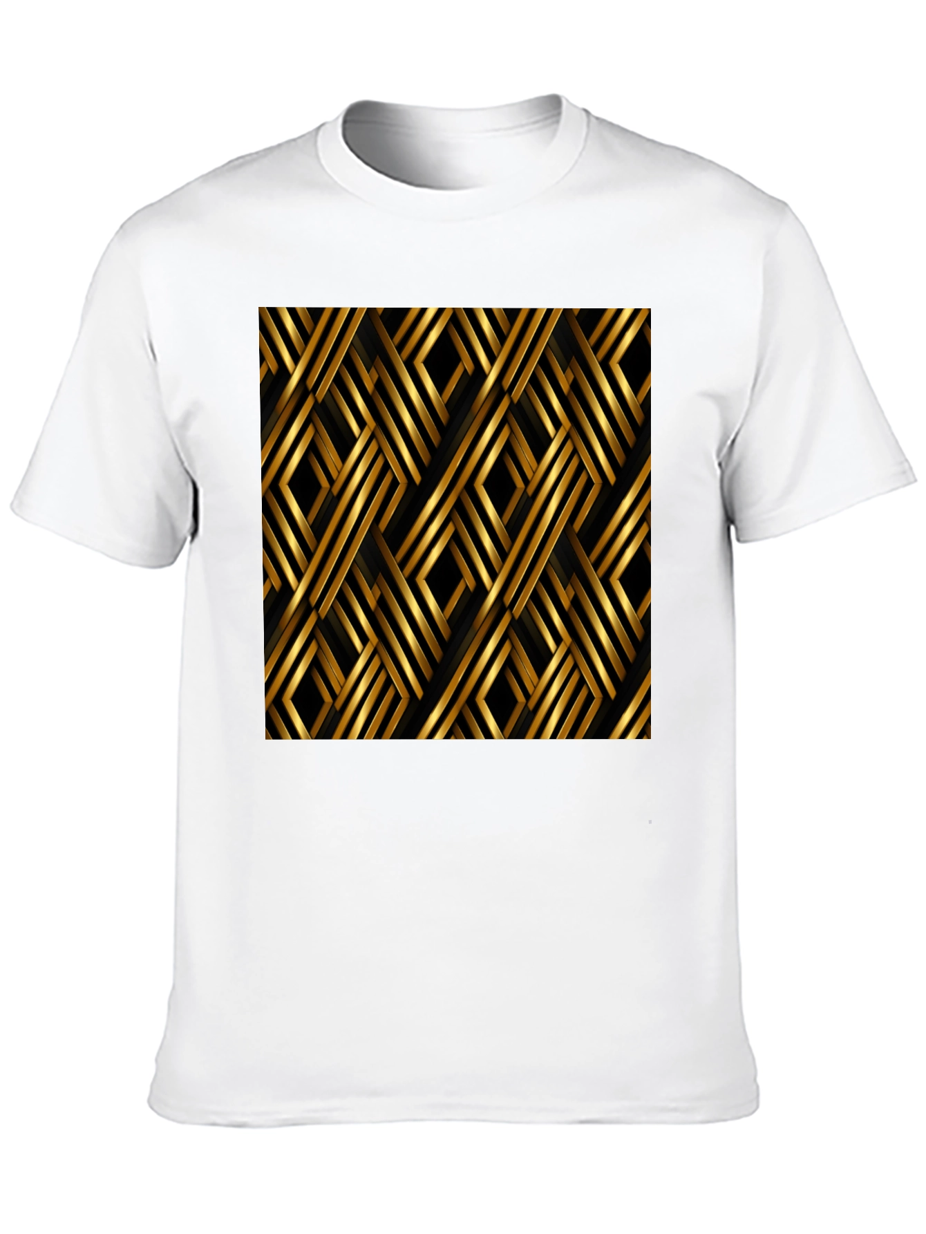 Geometric Gold Pattern Black T-Shirt