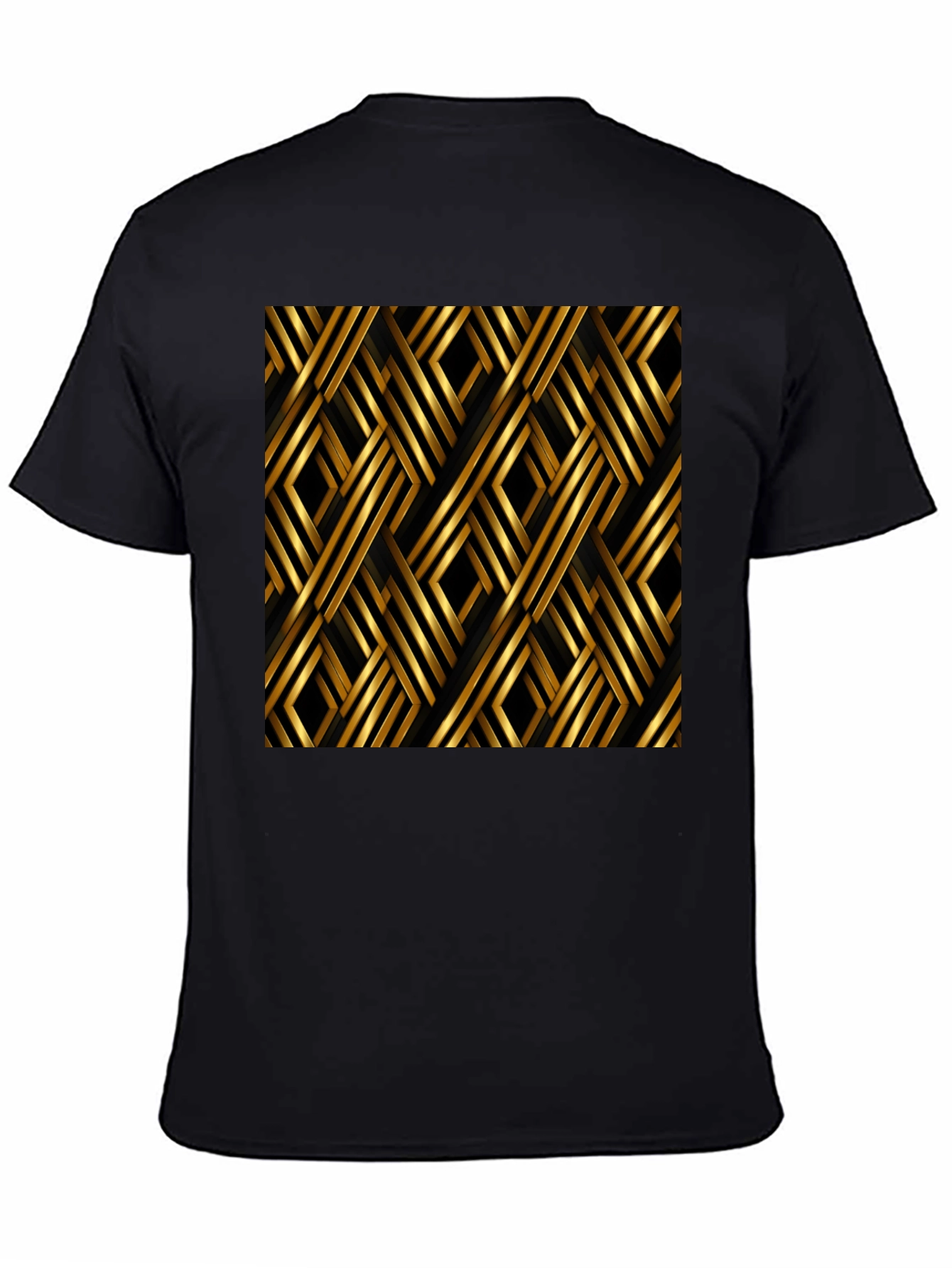 Geometric Gold Pattern Black T-Shirt