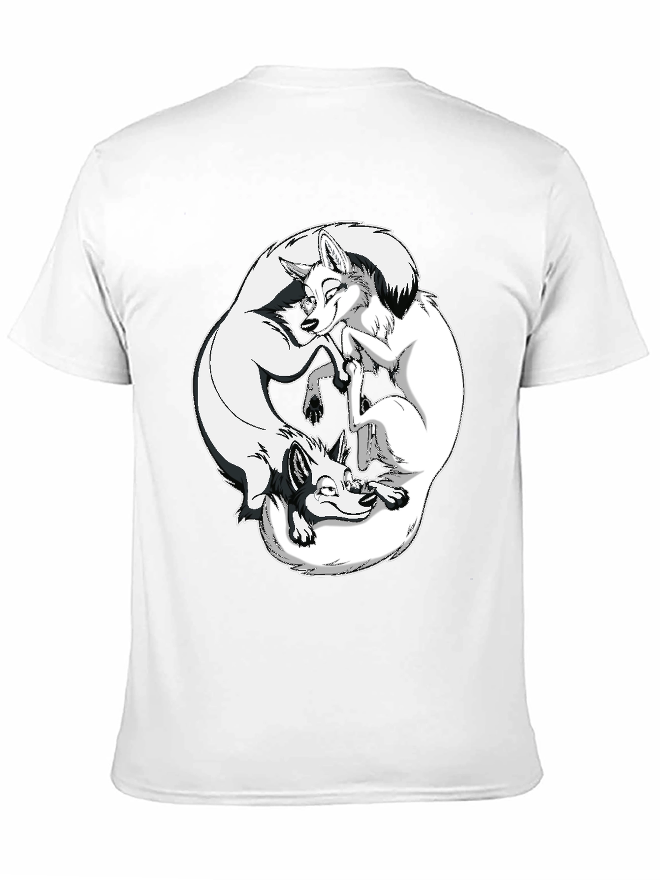 Yin Yang Foxes Graphic Tee - Black
