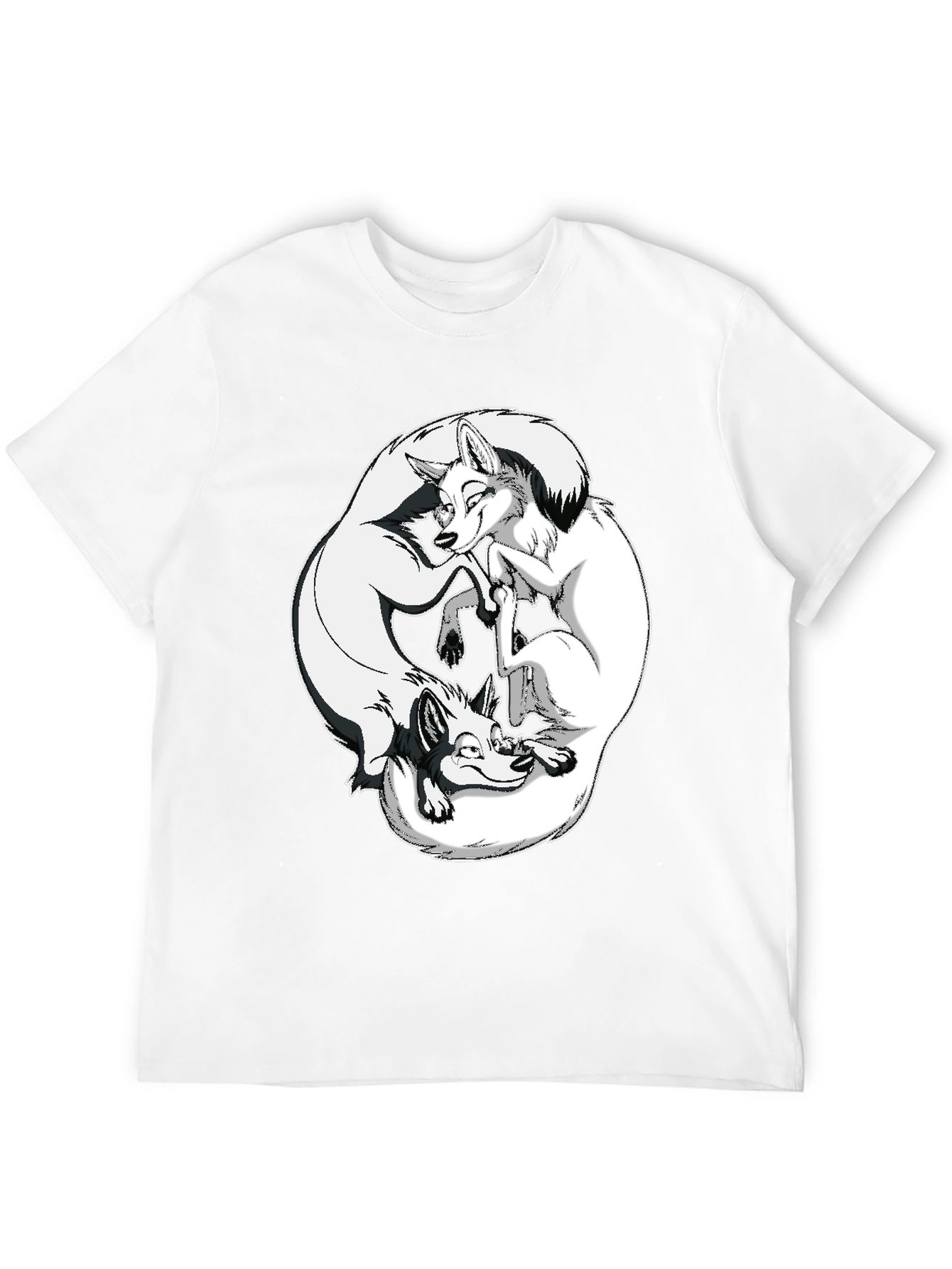 Yin Yang Foxes Graphic Tee - Black