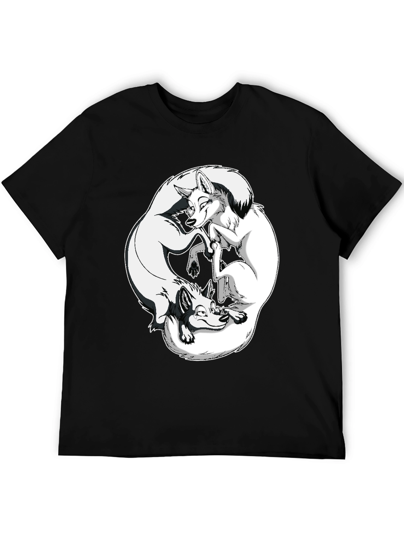 Yin Yang Foxes Graphic Tee - Black