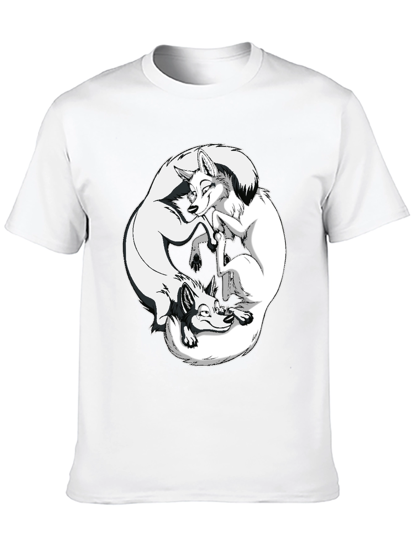 Yin Yang Foxes Graphic Tee - Black