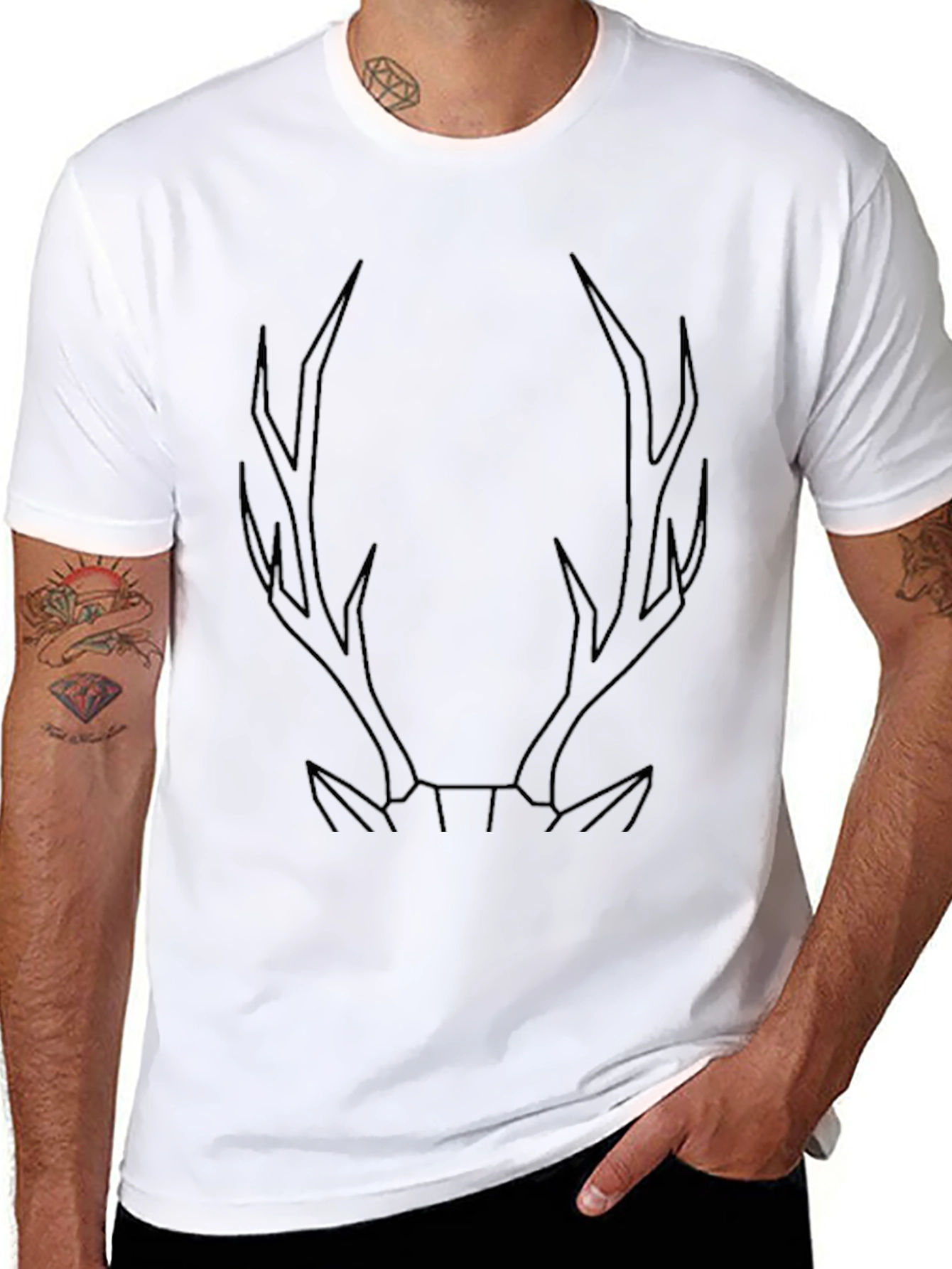 Minimalist Deer Antler Black Graphic Tee