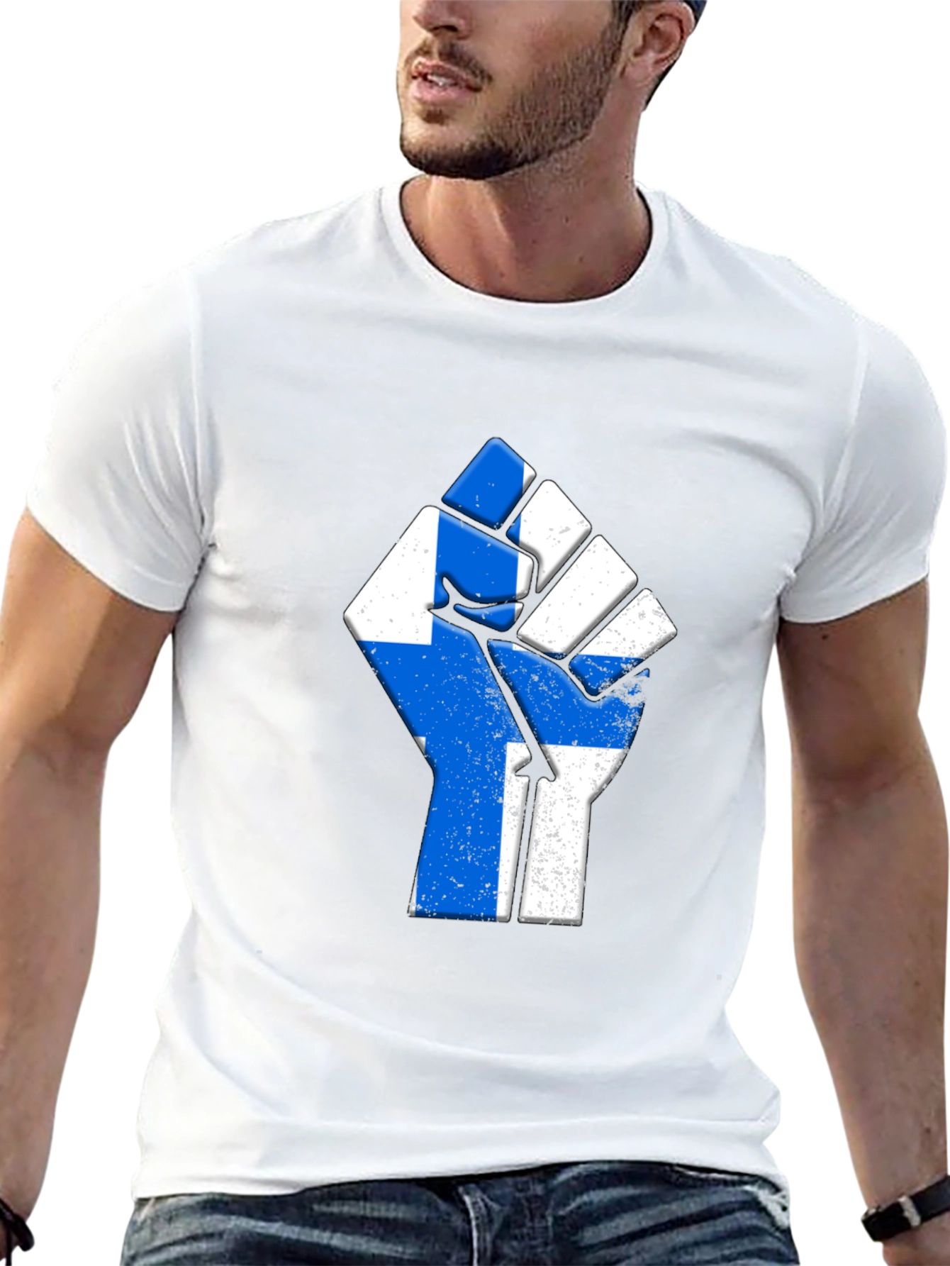 Finland Flag Fist T-Shirt Black