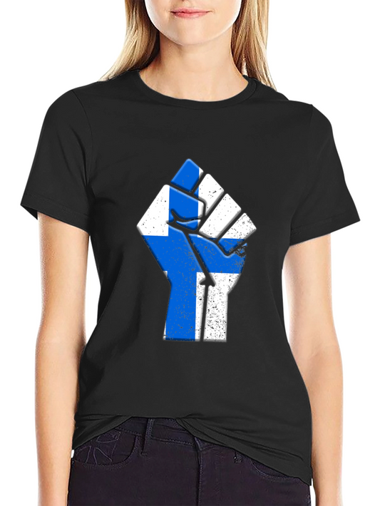 Finland Flag Fist T-Shirt Black