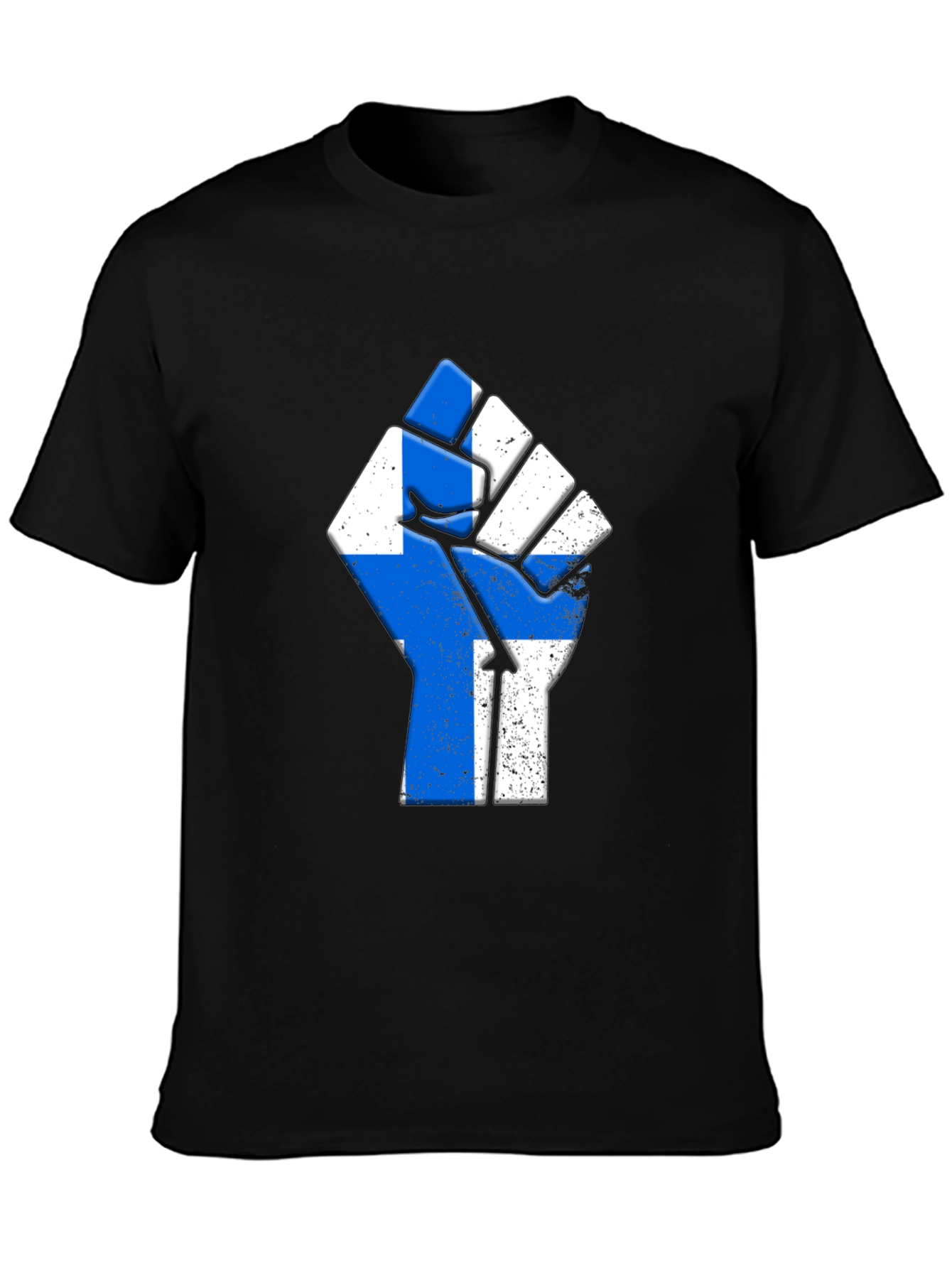 Finland Flag Fist T-Shirt Black