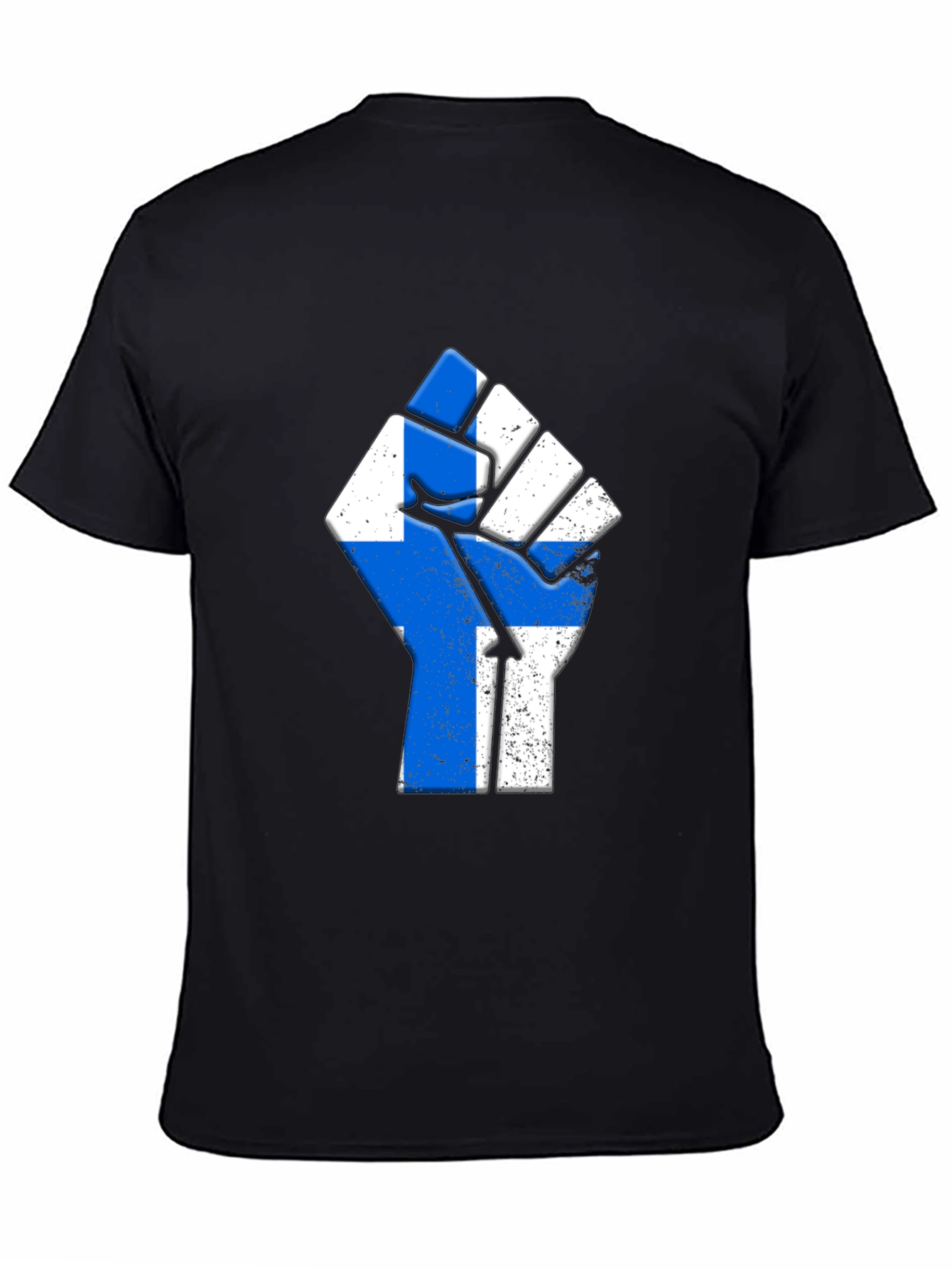 Finland Flag Fist T-Shirt Black