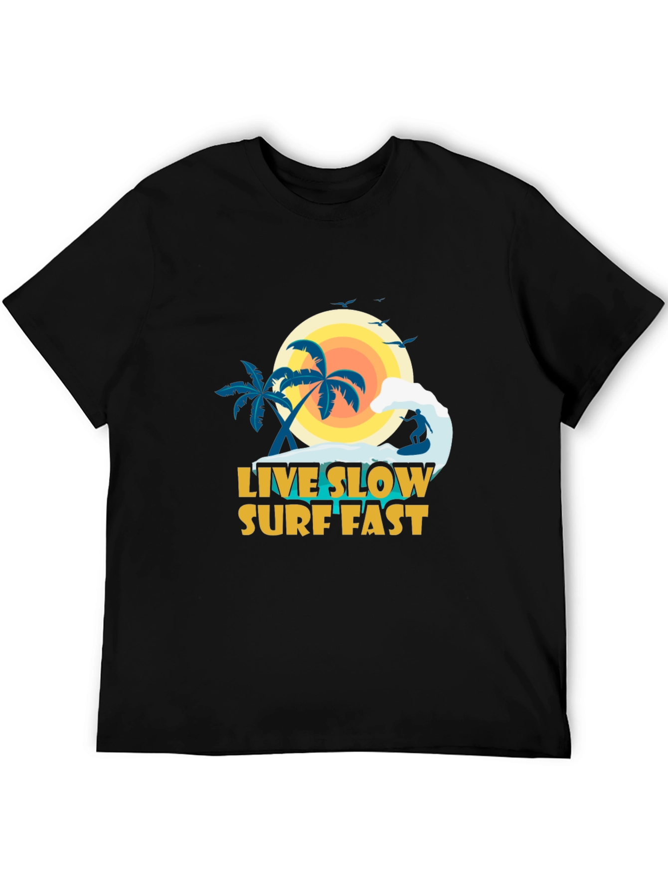 Live Slow Surf Fast Graphic Tee - Black