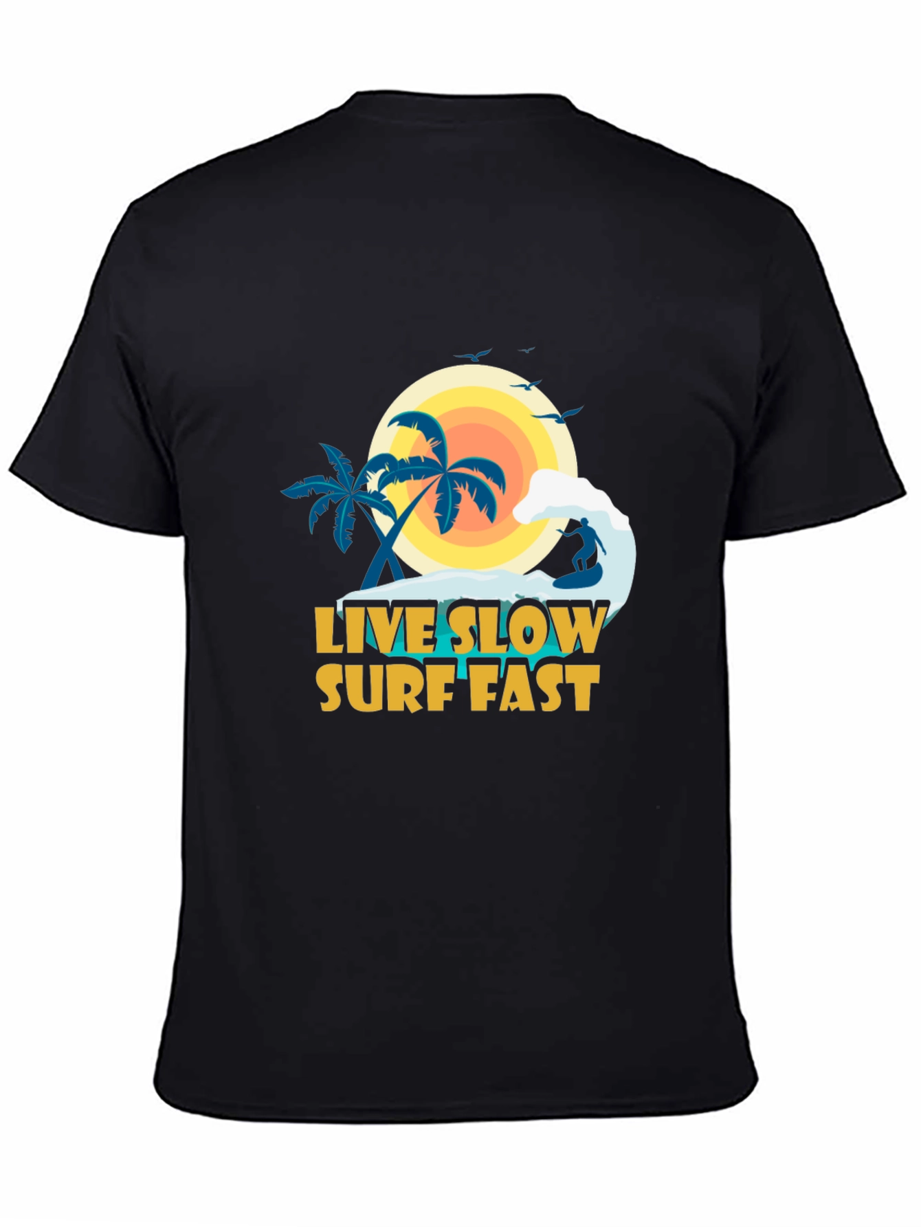Live Slow Surf Fast Graphic Tee - Black