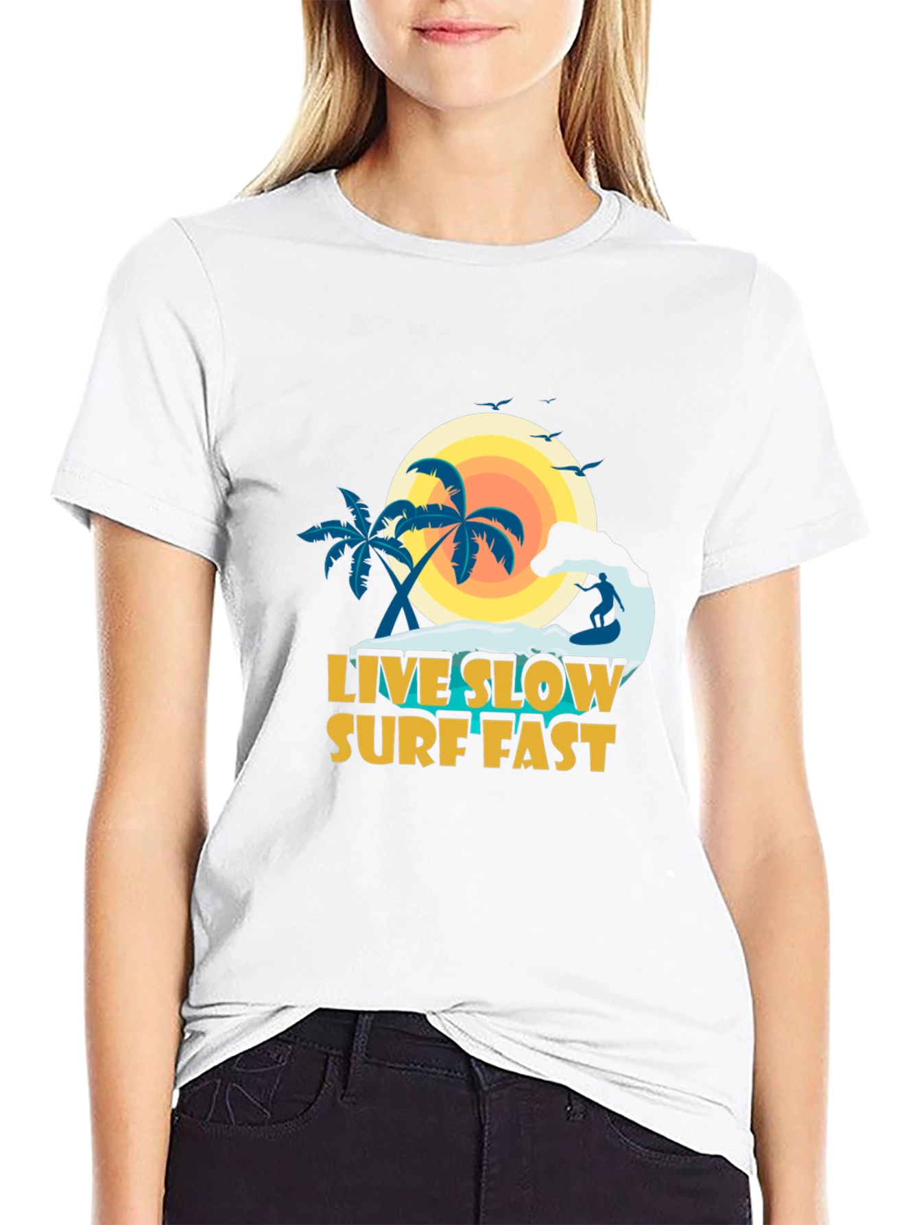 Live Slow Surf Fast Graphic Tee - Black