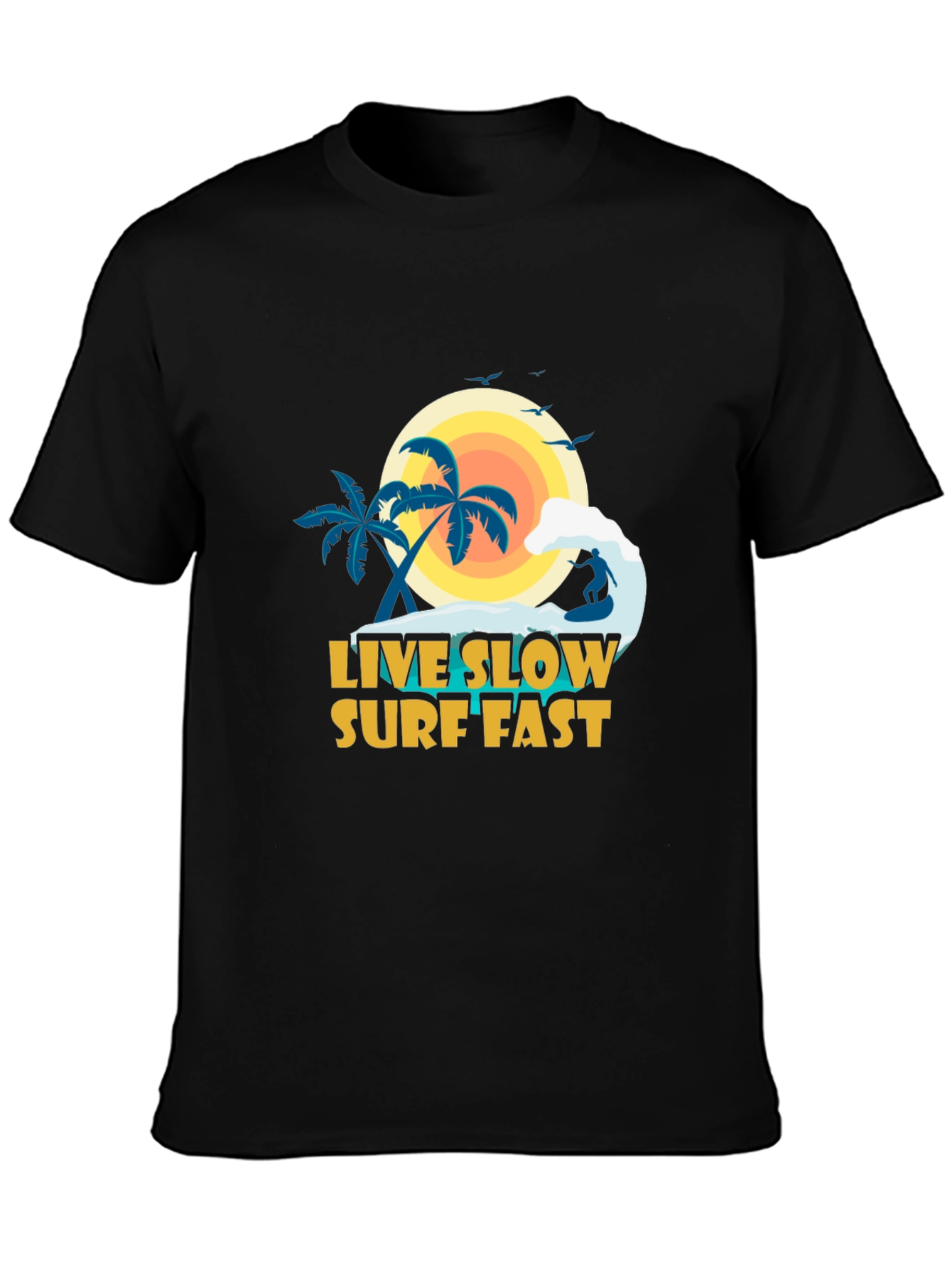 Live Slow Surf Fast Graphic Tee - Black