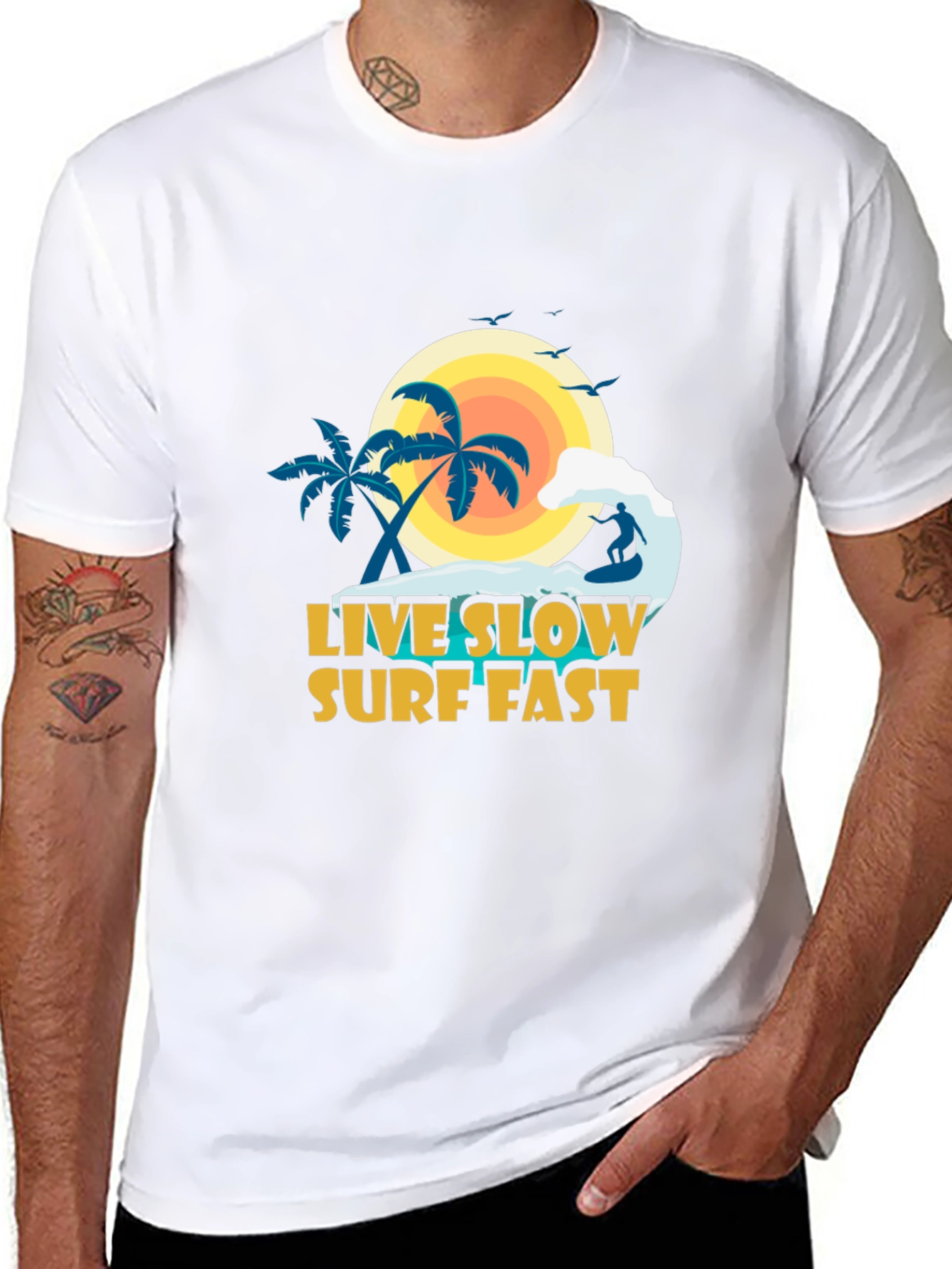 Live Slow Surf Fast Graphic Tee - Black