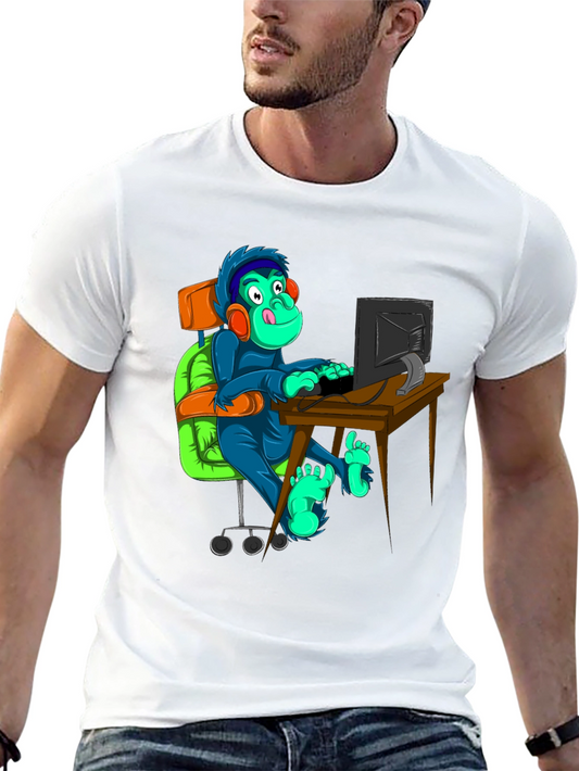 Gamer Monkey T-Shirt - Novelty Graphic Tee