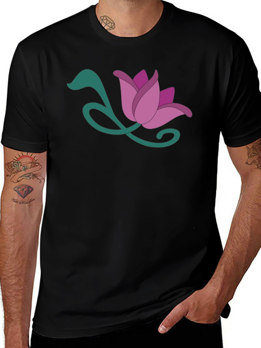 Floral Graphic Tee - Soft Black Cotton Blend