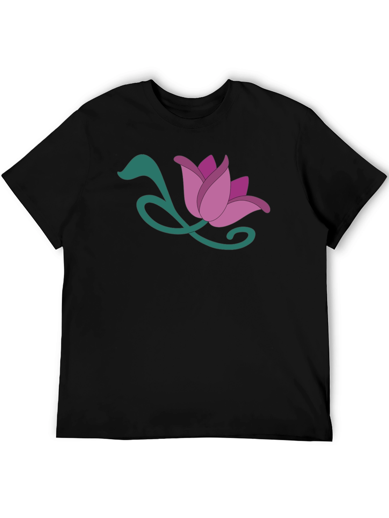Floral Graphic Tee - Soft Black Cotton Blend