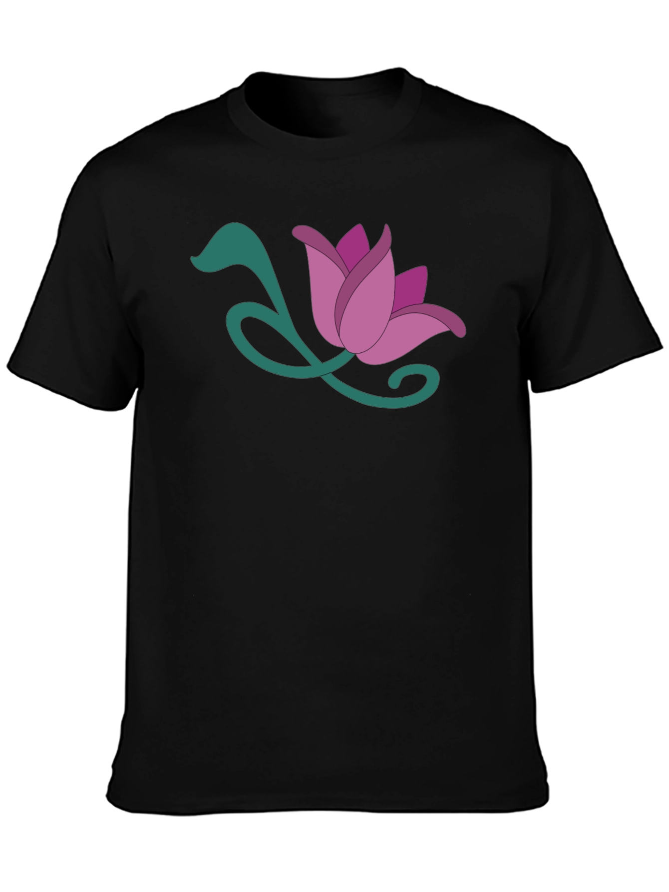 Floral Graphic Tee - Soft Black Cotton Blend