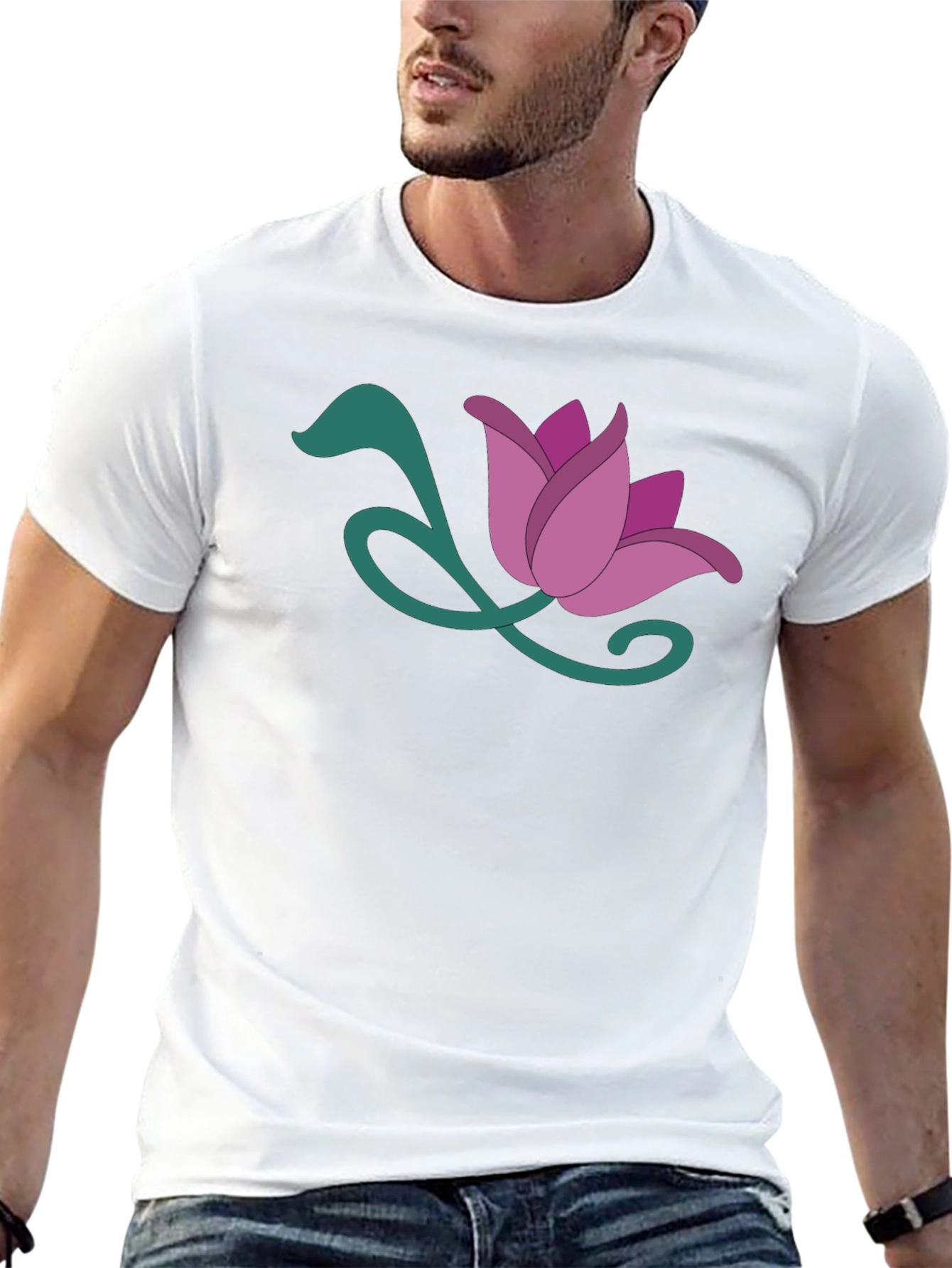 Floral Graphic Tee - Soft Black Cotton Blend
