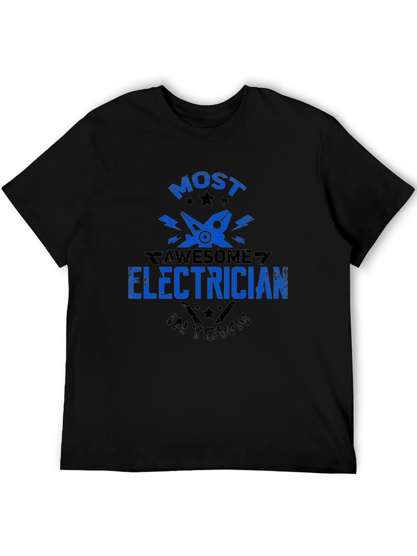 Awesome Electrician T-Shirt - Black Crew Neck