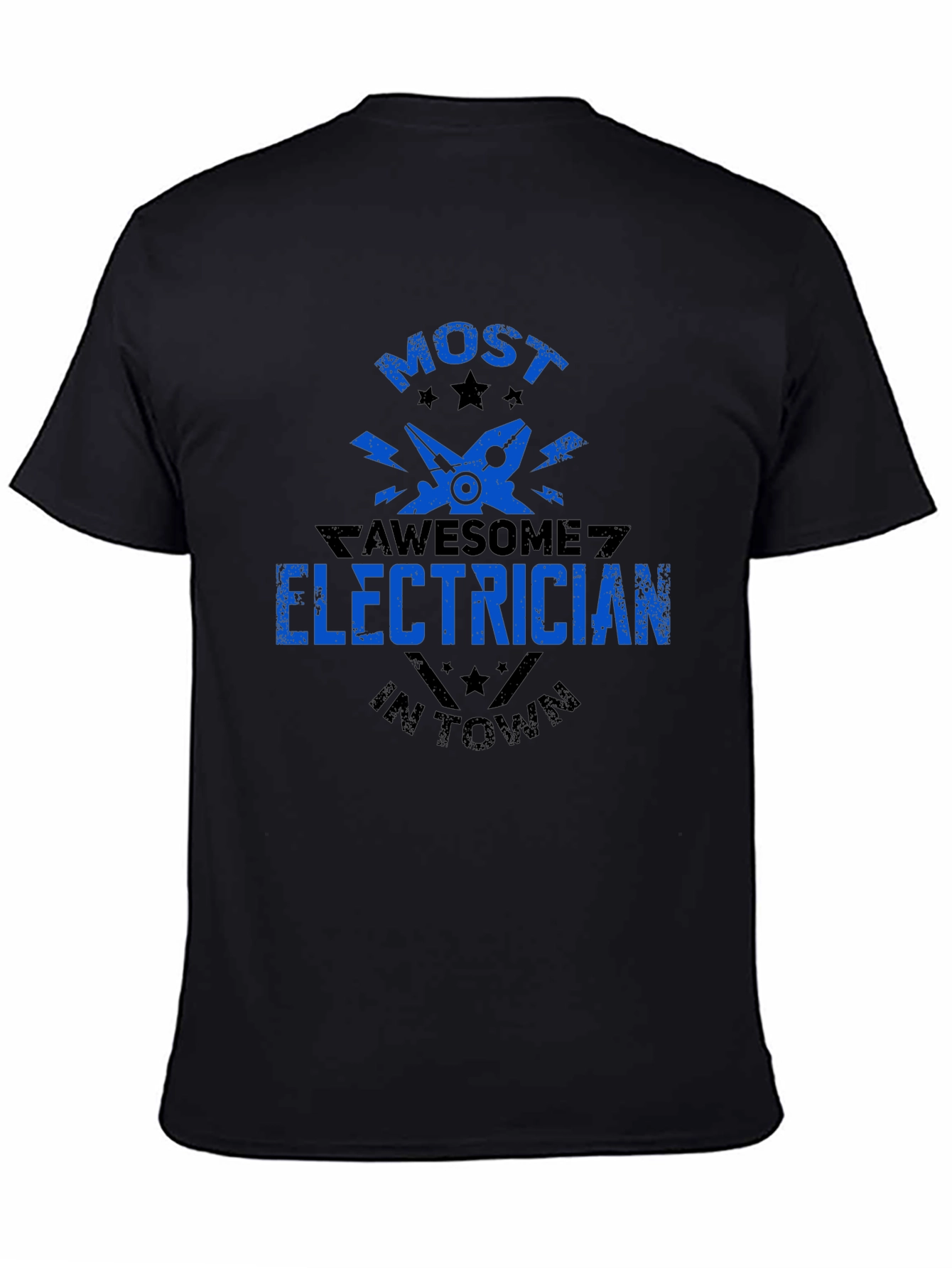 Awesome Electrician T-Shirt - Black Crew Neck