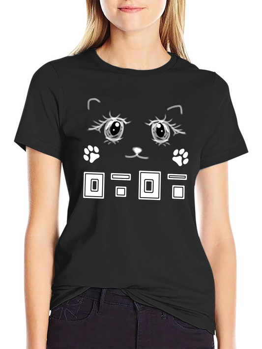 Cute Cat Face Black T-Shirt